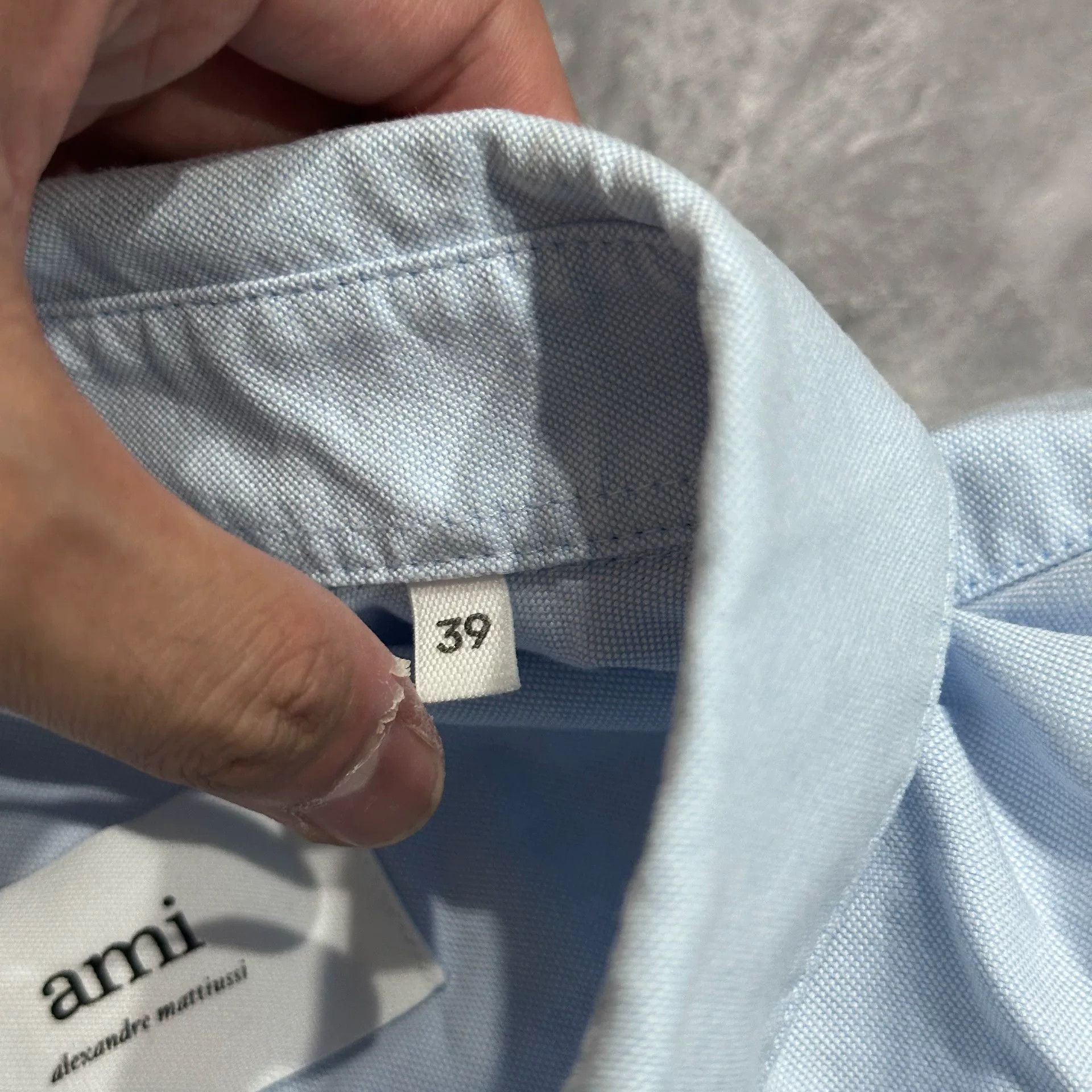 AMI AMI Paris Baby Blue Heart Embroidered Shirt Size US L / EU 52-54 / 3 - 4 Thumbnail