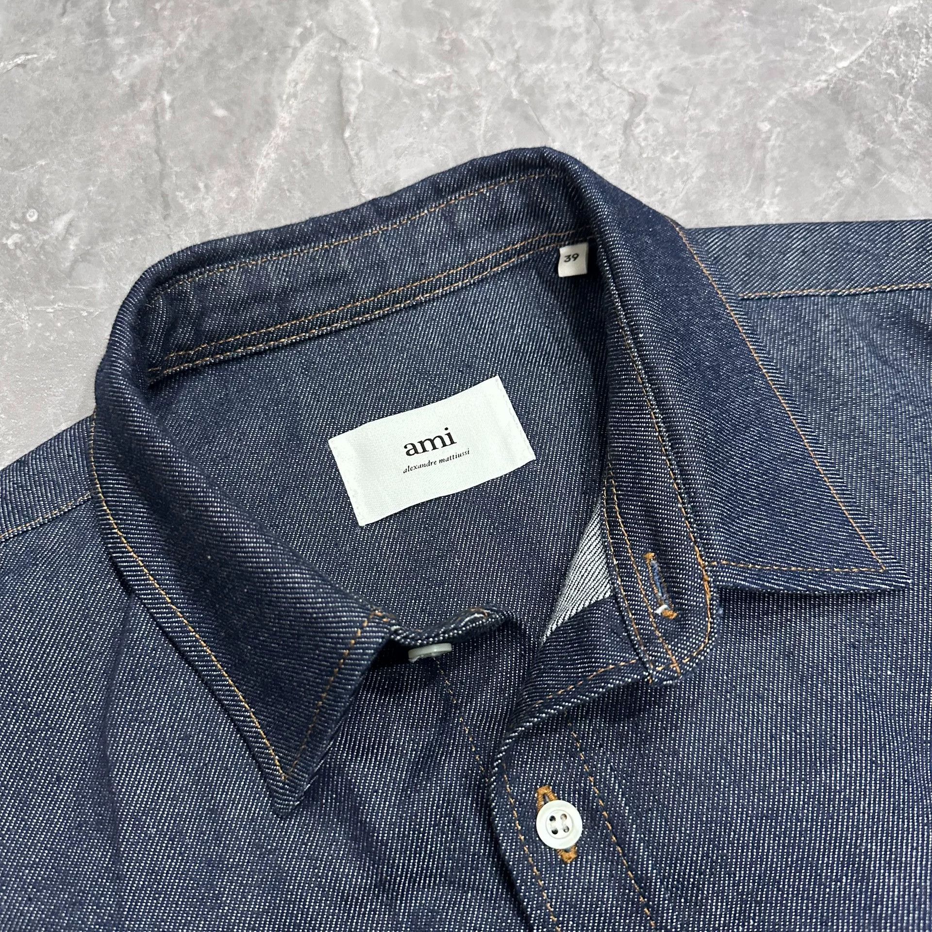 AMI AMI Paris Denim Heart Embroidered Shirt Jacket Size US XL / EU 56 / 4 - 3 Thumbnail