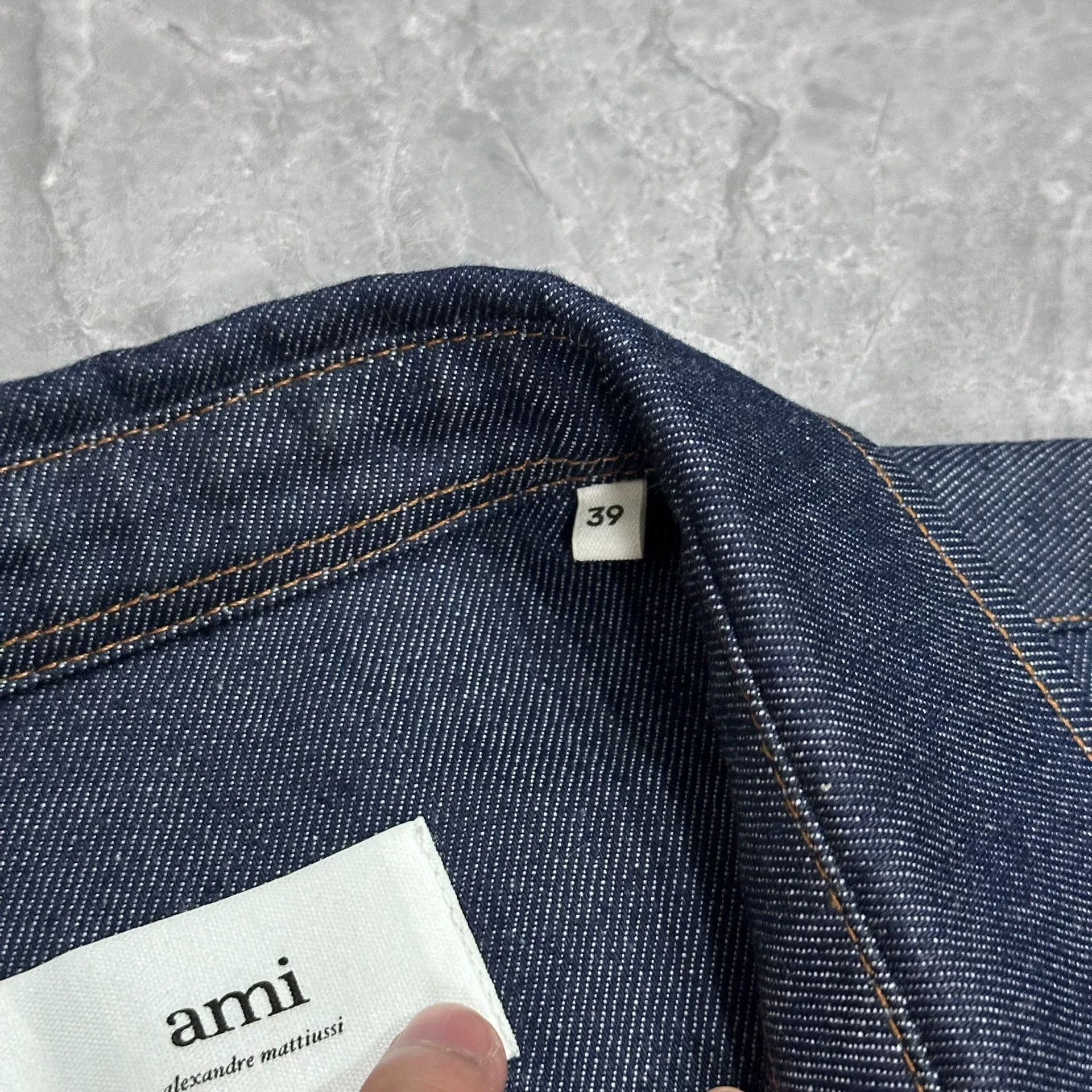 AMI AMI Paris Denim Heart Embroidered Shirt Jacket Size US XL / EU 56 / 4 - 5 Thumbnail