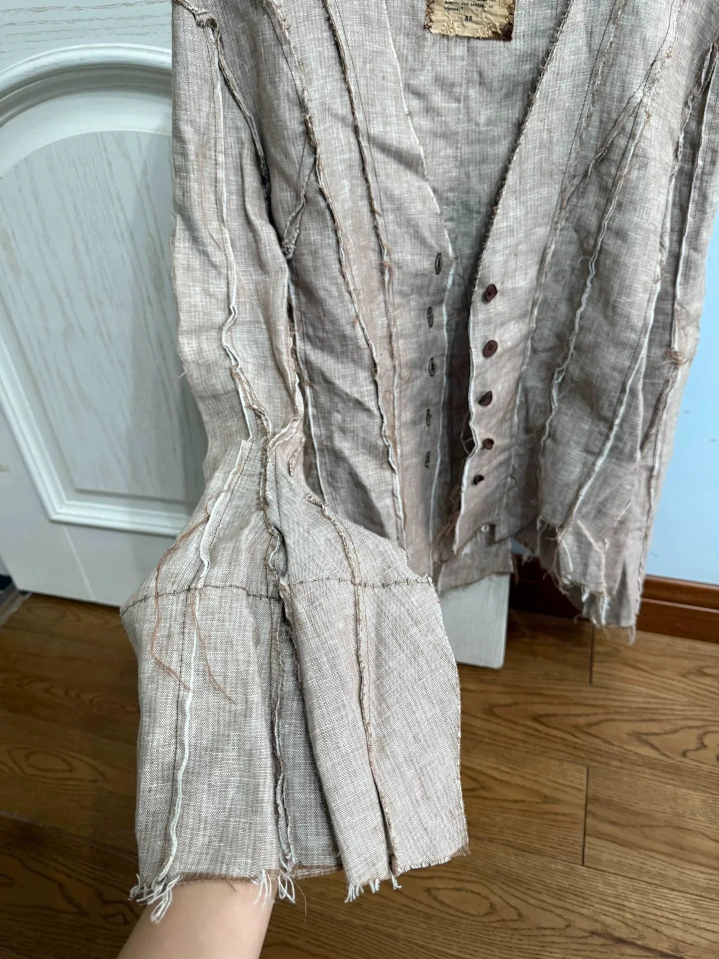 Japanese Brand Elegant Beige Layered Women's Outerwear Size M / US 6-8 / IT 42-44 - 2 Thumbnail