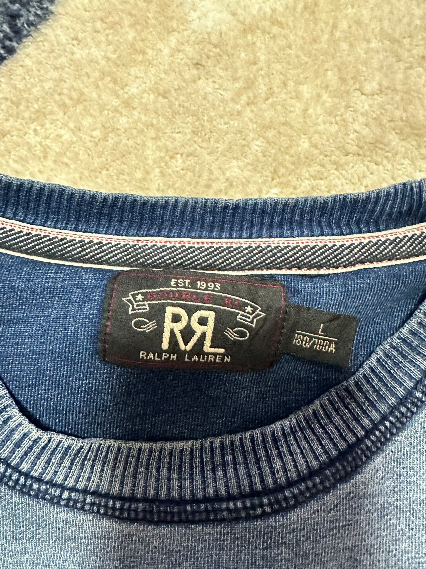 RRL Ralph Lauren RRL Indigo Dyed Distressed Sweatshirt Size US L / EU 52-54 / 3 - 3 Thumbnail