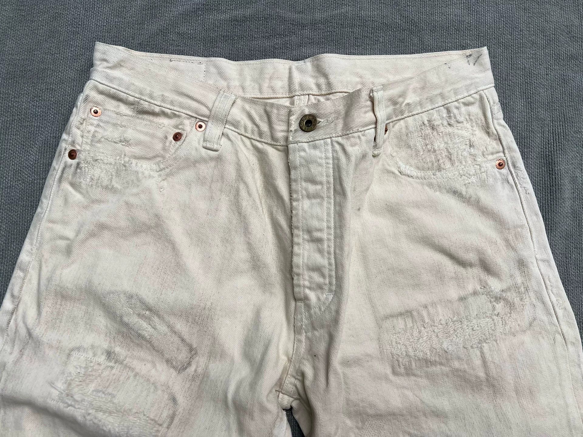 Japanese Brand Old Crow Glad Hand White Denim Pants Size US 26 / EU 42 - 2 Thumbnail