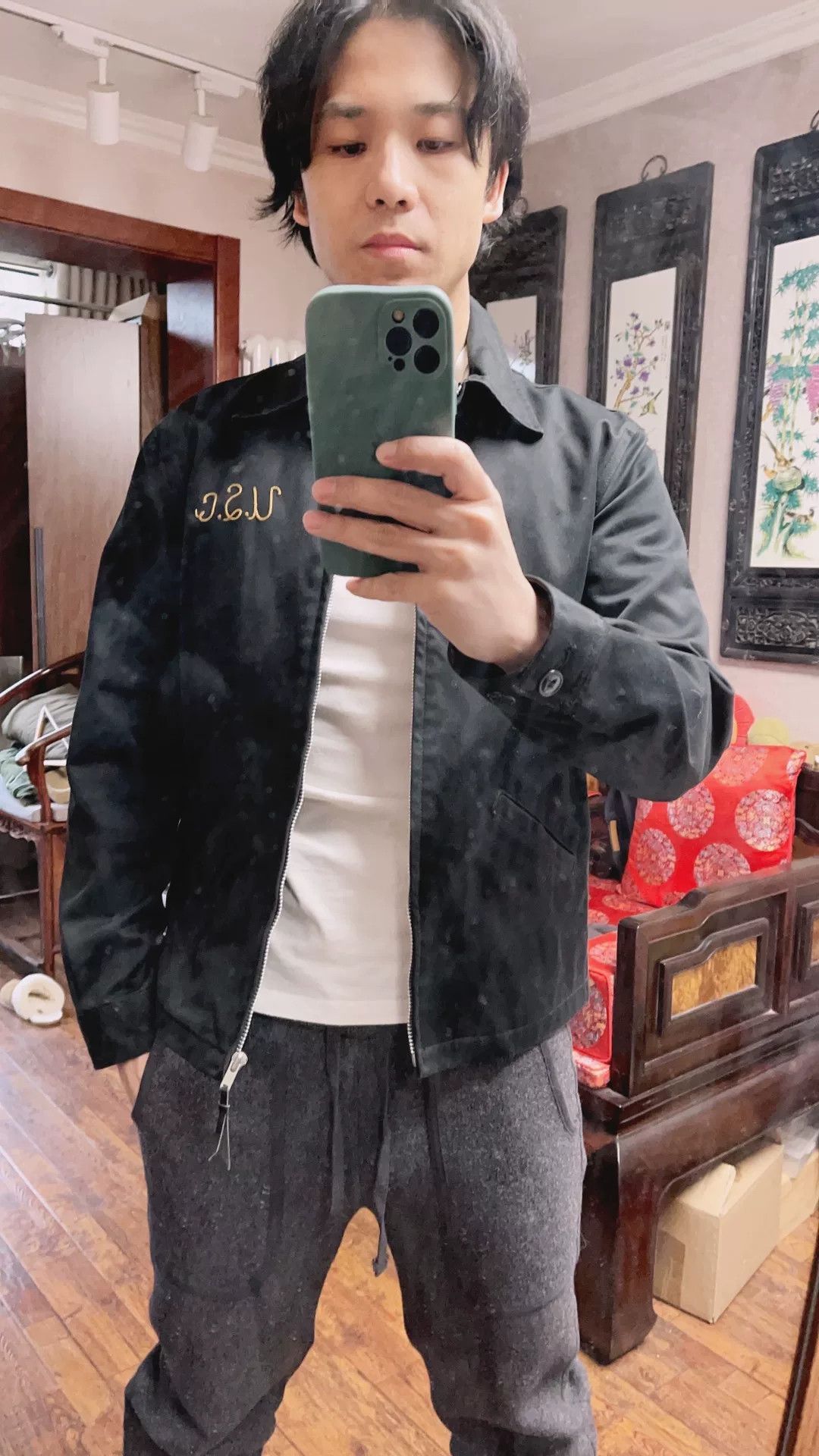 Japanese Brand Black Jacket with Embroidered Details Size US M / EU 48-50 / 2 - 6 Thumbnail