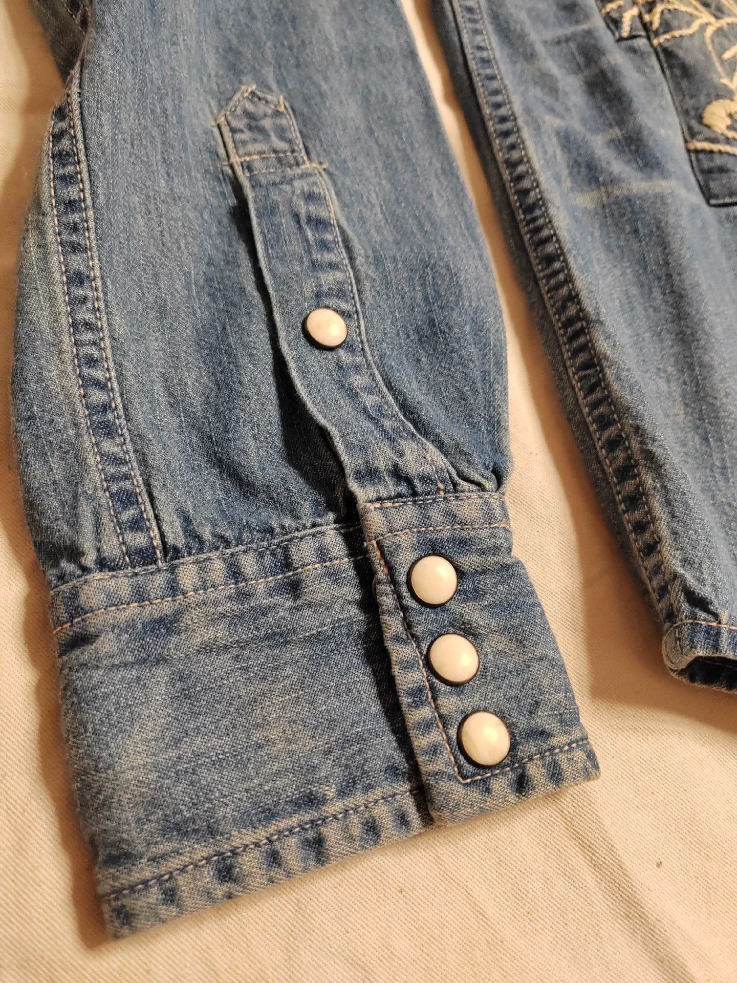 RRL Ralph Lauren RRL Denim Distressed Patch Shirt Size US S / EU 44-46 / 1 - 4 Thumbnail