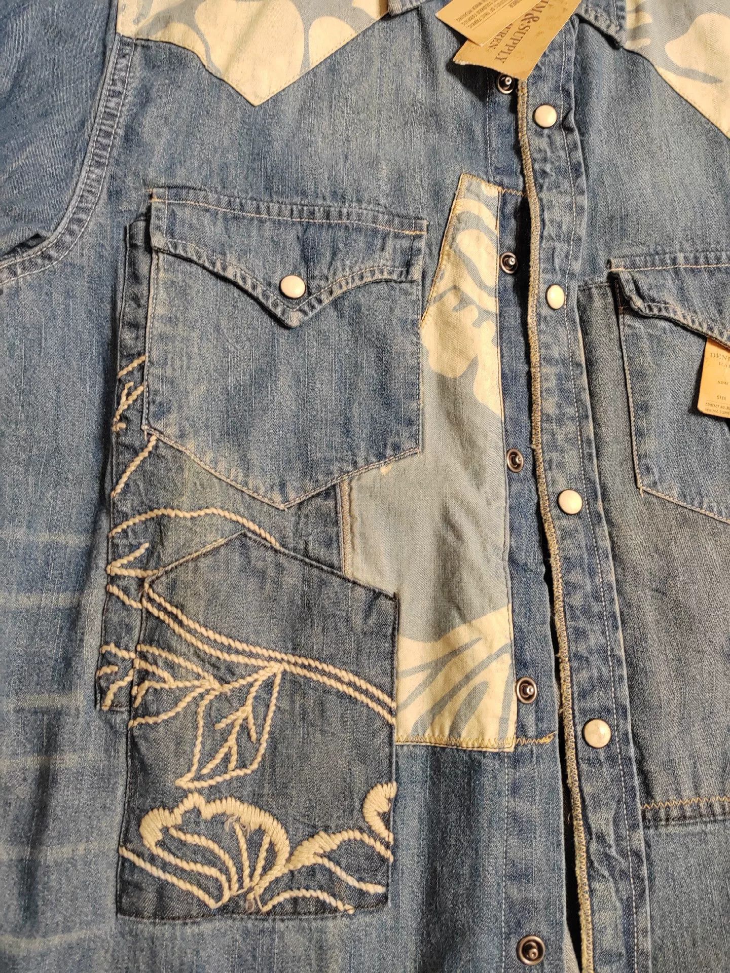 RRL Ralph Lauren RRL Denim Distressed Patch Shirt Size US S / EU 44-46 / 1 - 3 Thumbnail