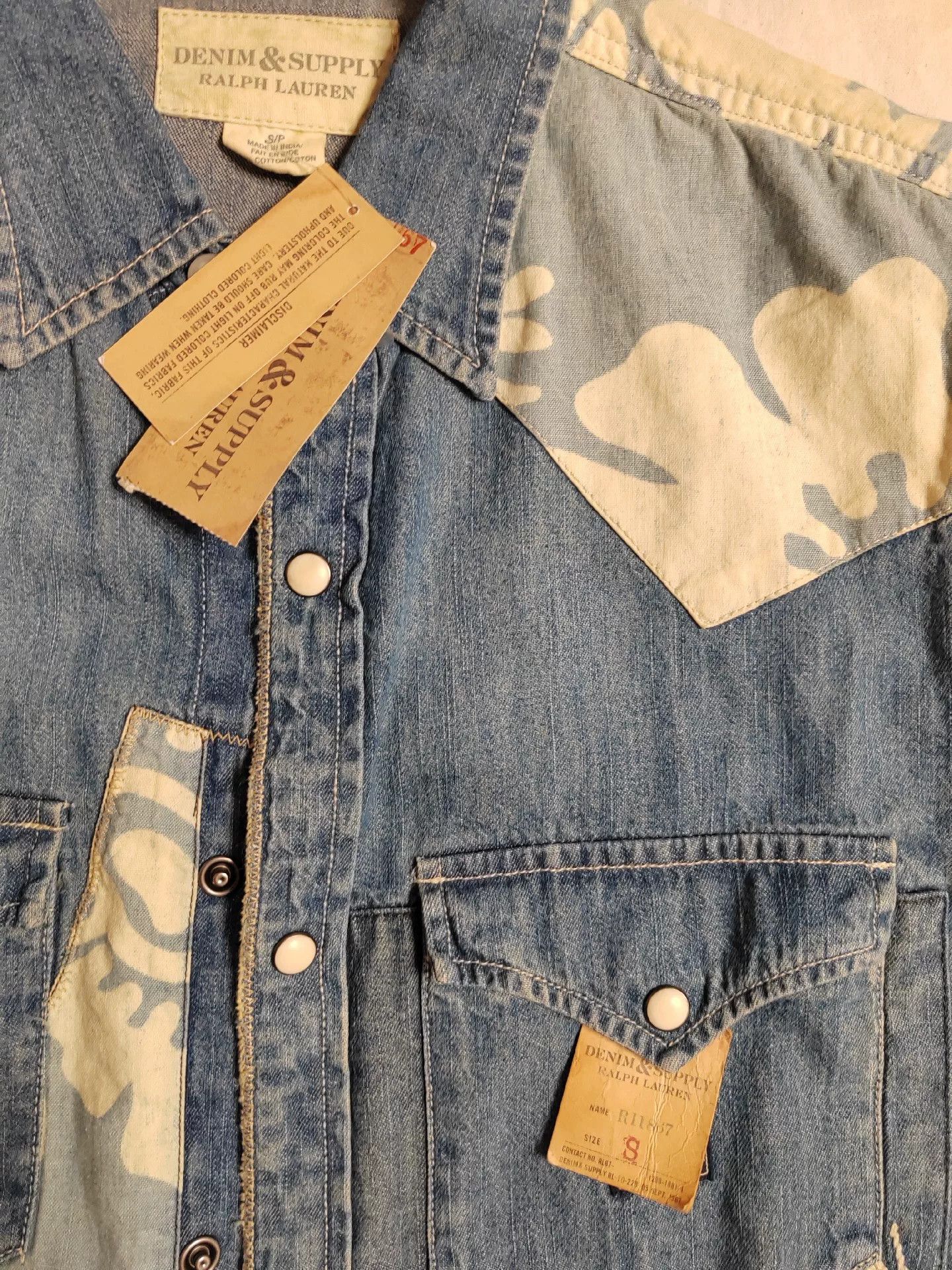 RRL Ralph Lauren RRL Denim Distressed Patch Shirt Size US S / EU 44-46 / 1 - 2 Thumbnail