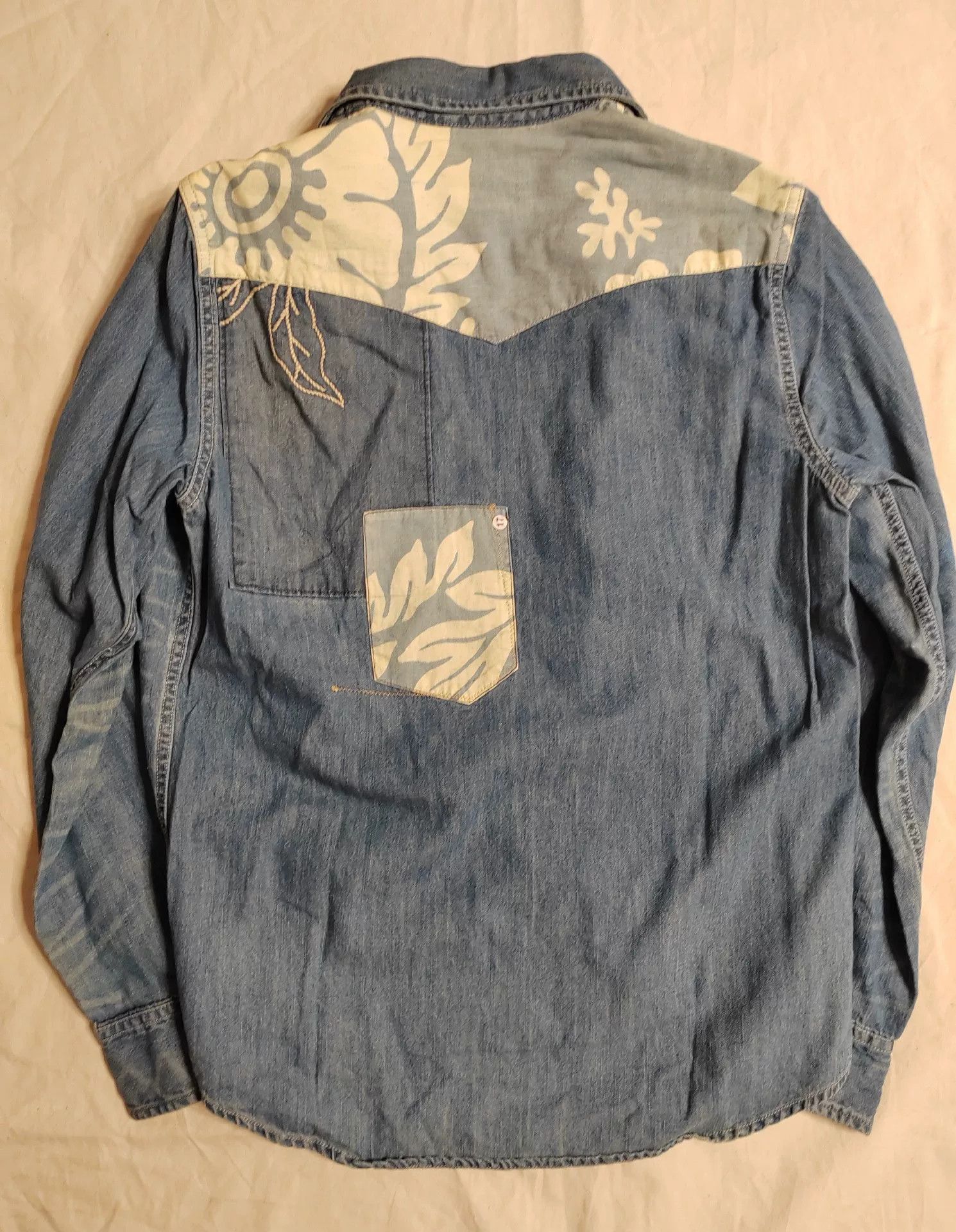 RRL Ralph Lauren RRL Denim Distressed Patch Shirt Size US S / EU 44-46 / 1 - 6 Thumbnail