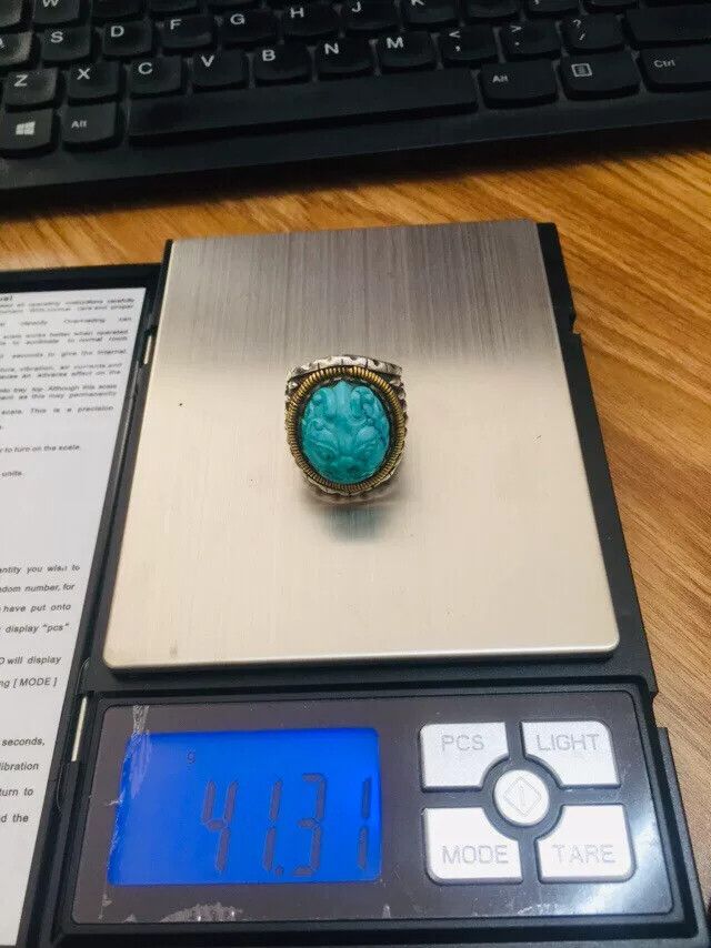 Japanese Brand Turquoise 24K Gold Beast Face Ring Size ONE SIZE - 5 Thumbnail
