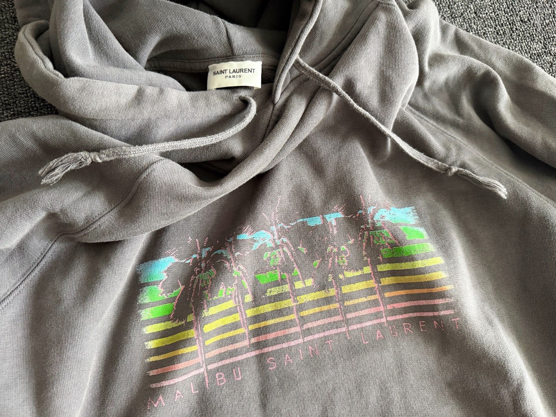 Saint Laurent Paris Saint Laurent Grey Malibu Hoodie Size US M / EU 48-50 / 2 - 6 Thumbnail