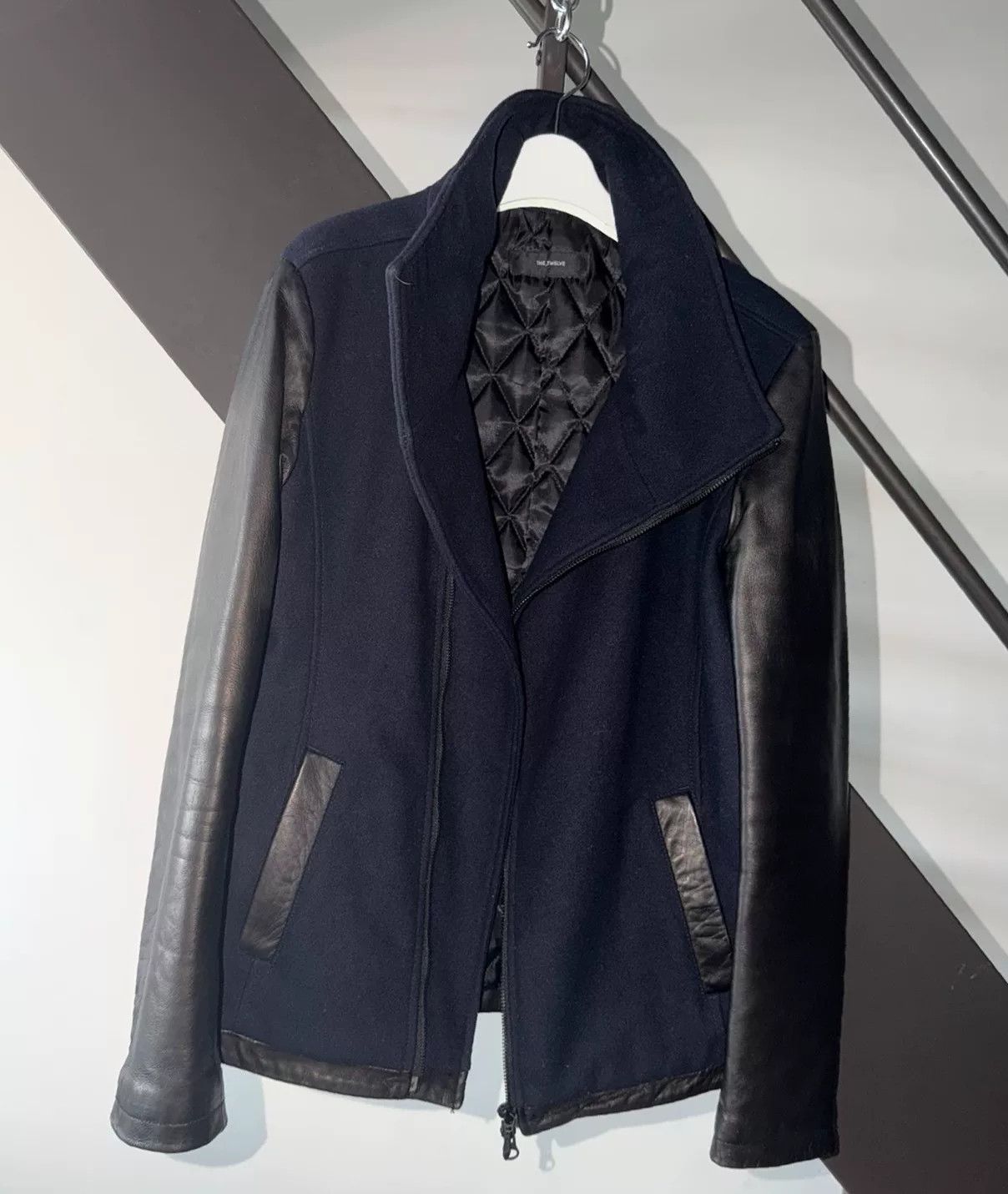 Rick Owens Flap Collar Leather Wool Jacket Size US M / EU 48-50 / 2 - 6 Thumbnail