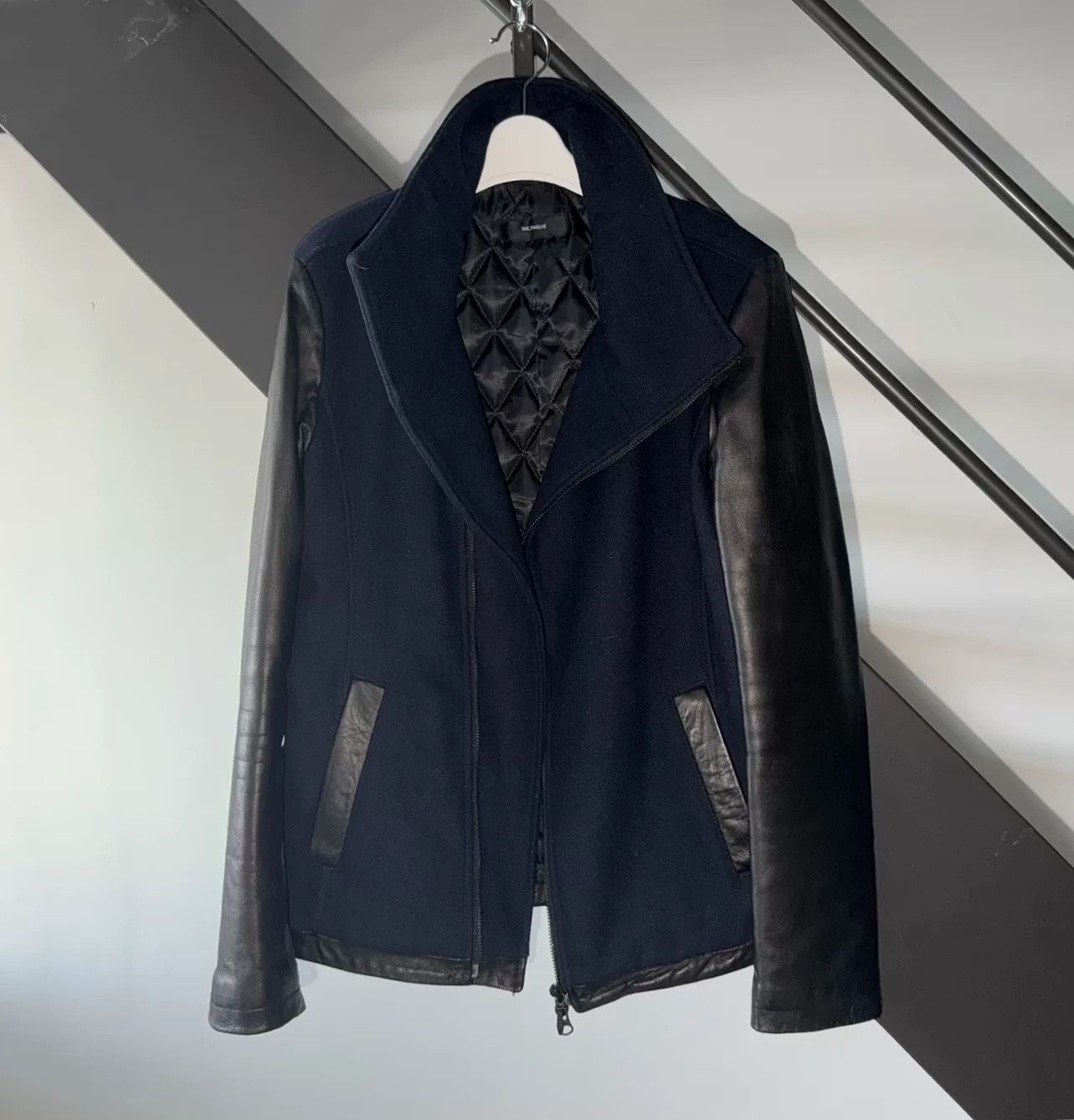 Rick Owens Flap Collar Leather Wool Jacket Size US M / EU 48-50 / 2 - 5 Thumbnail