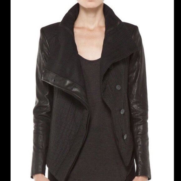 Rick Owens Flap Collar Leather Wool Jacket Size US M / EU 48-50 / 2 - 3 Thumbnail