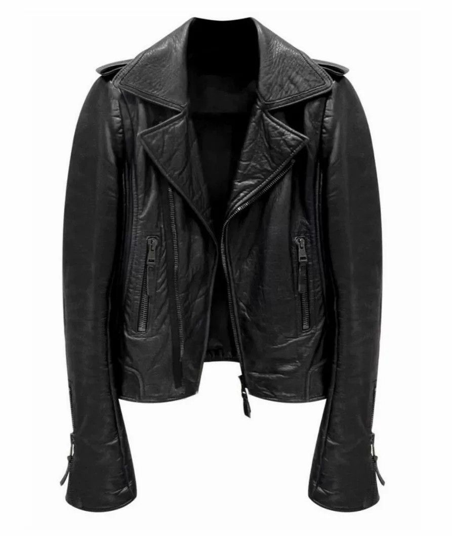 Balenciaga Black Lambskin-Leather Moto Jacket Size US XXS / EU 40 - 2 Thumbnail
