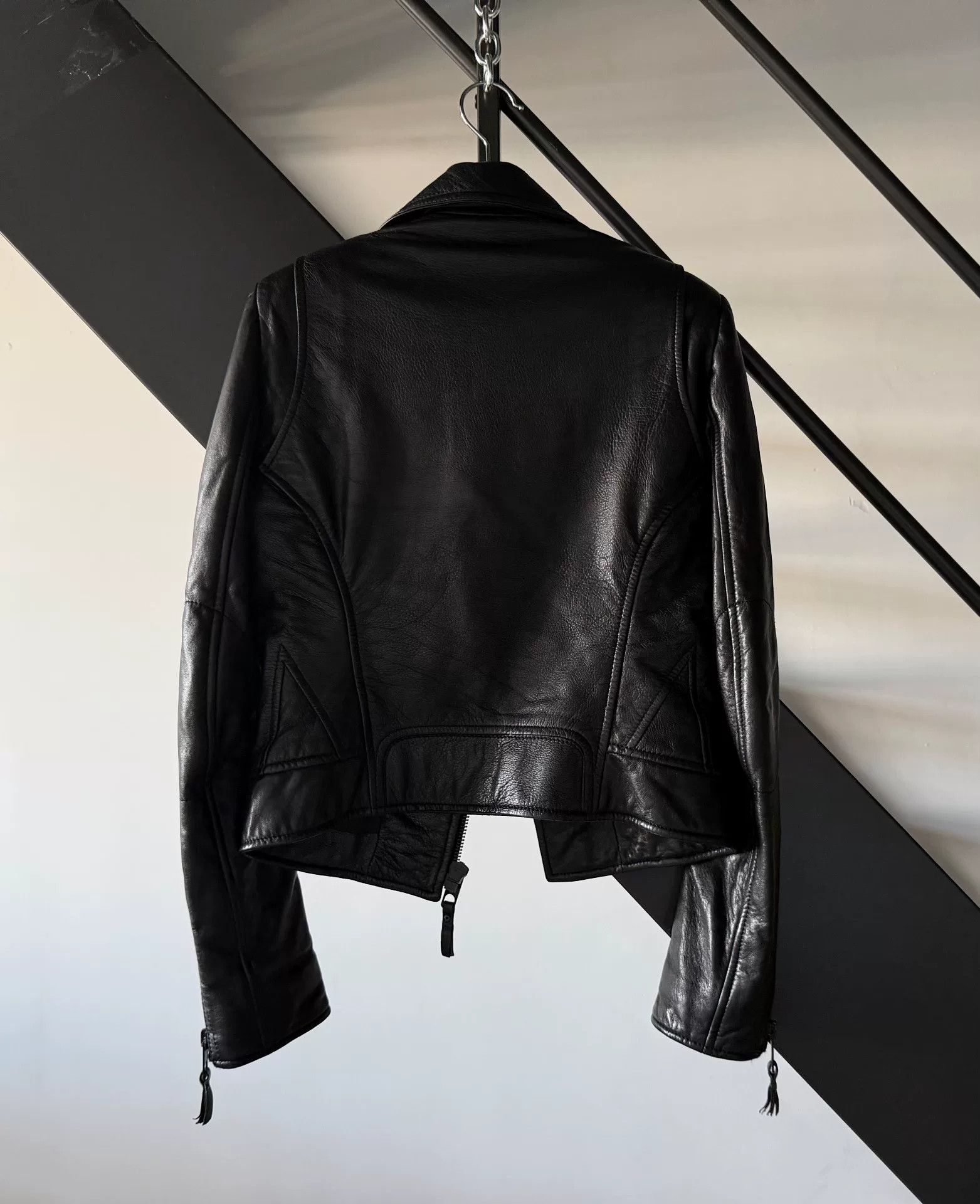 Balenciaga Black Lambskin-Leather Moto Jacket Size US XXS / EU 40 - 4 Thumbnail