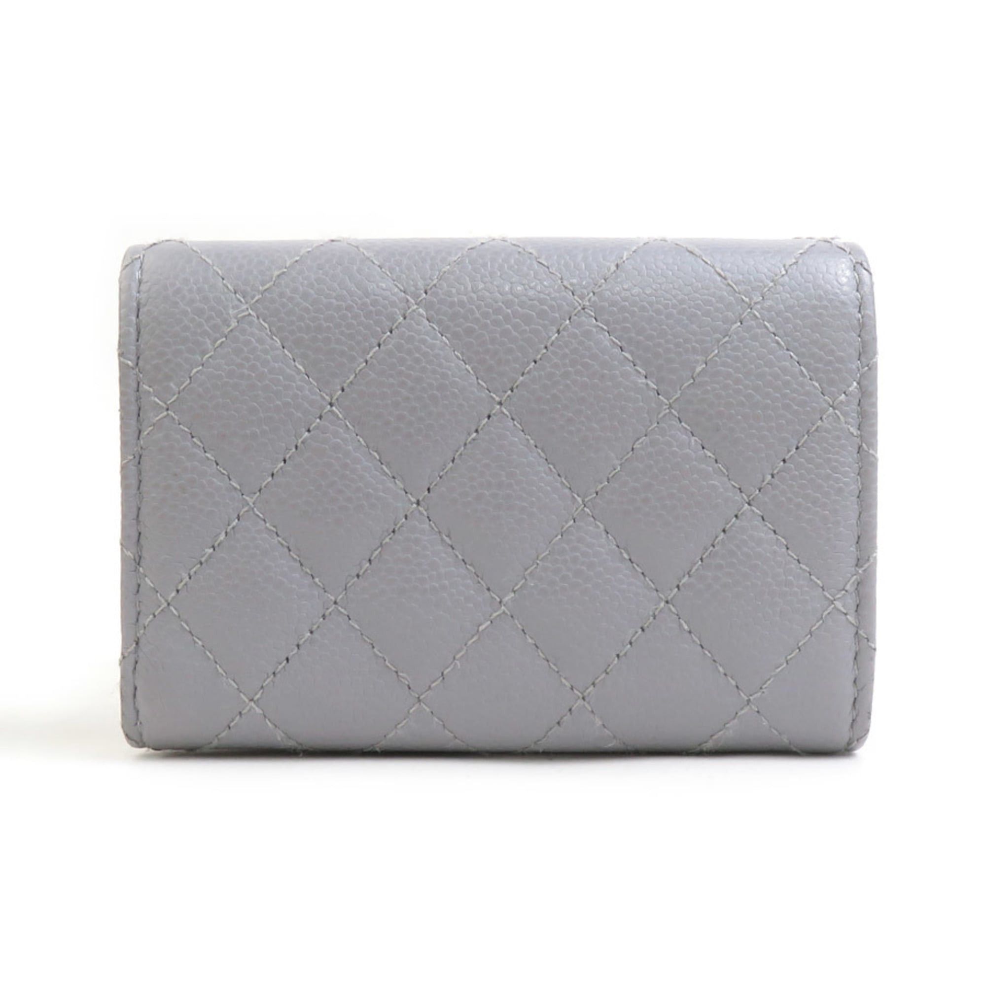 Chanel CHANEL Boy Chanel Tri-fold Wallet in Light Gray Caviar Leather, Women's, r10967a Size ONE SIZE - 2 Thumbnail