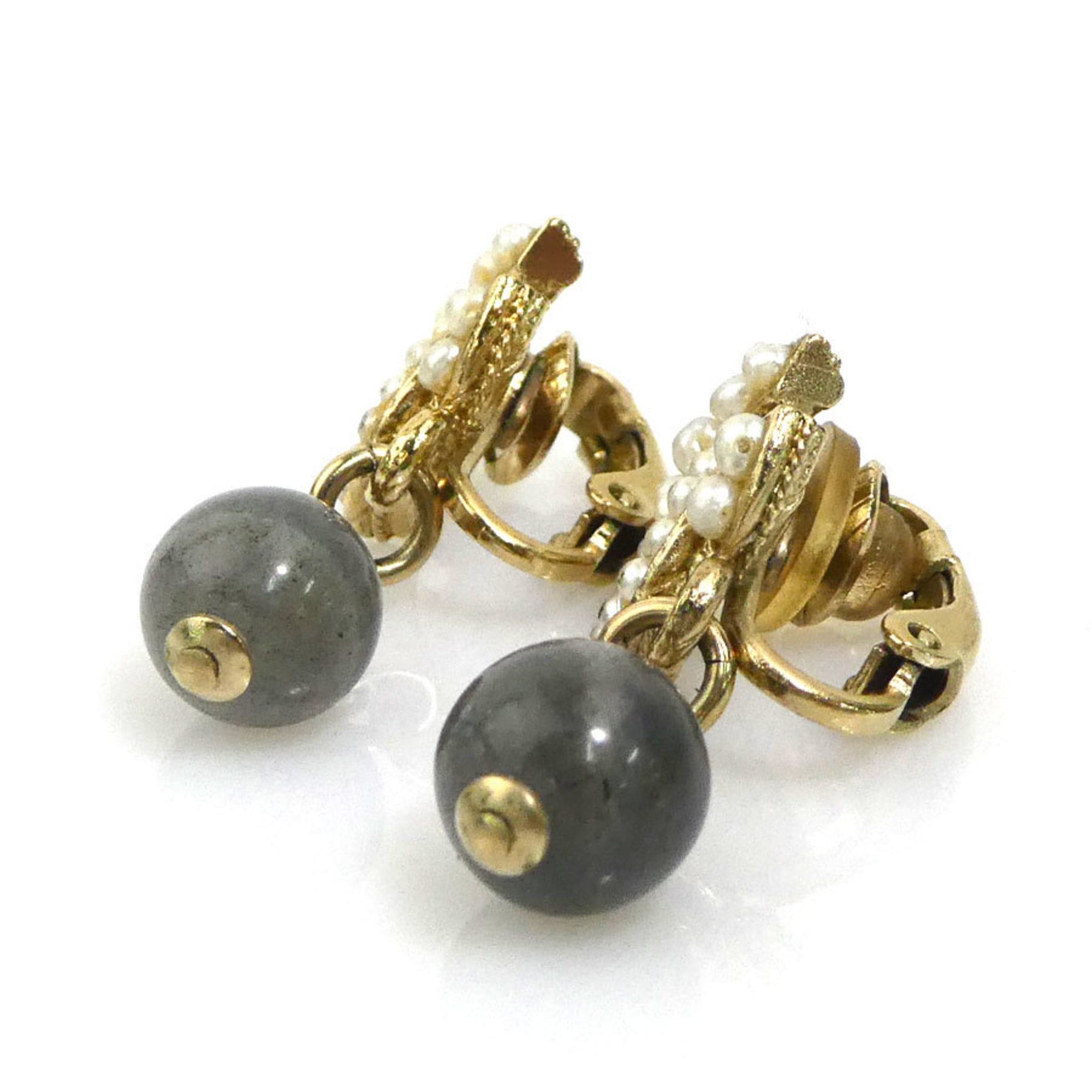 Chanel CHANEL Earrings, Metal/Faux Pearl/Stone, White/Gold/Gray, Women's, 56500a Size ONE SIZE - 3 Thumbnail