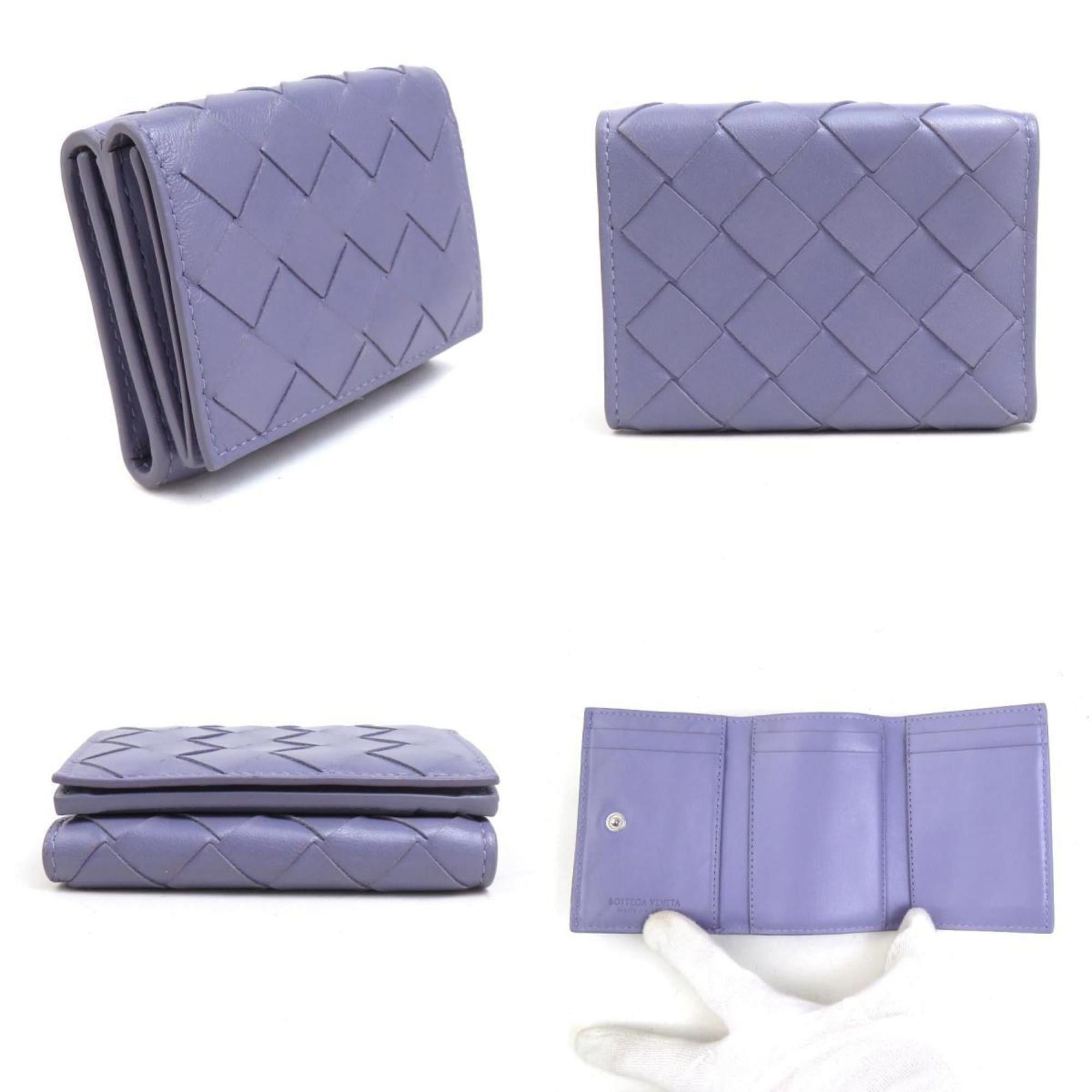 Bottega Veneta Bottega Veneta Tri-fold Wallet in Intrecciato Leather, Purple, Unisex, r10977g Size ONE SIZE - 2 Thumbnail