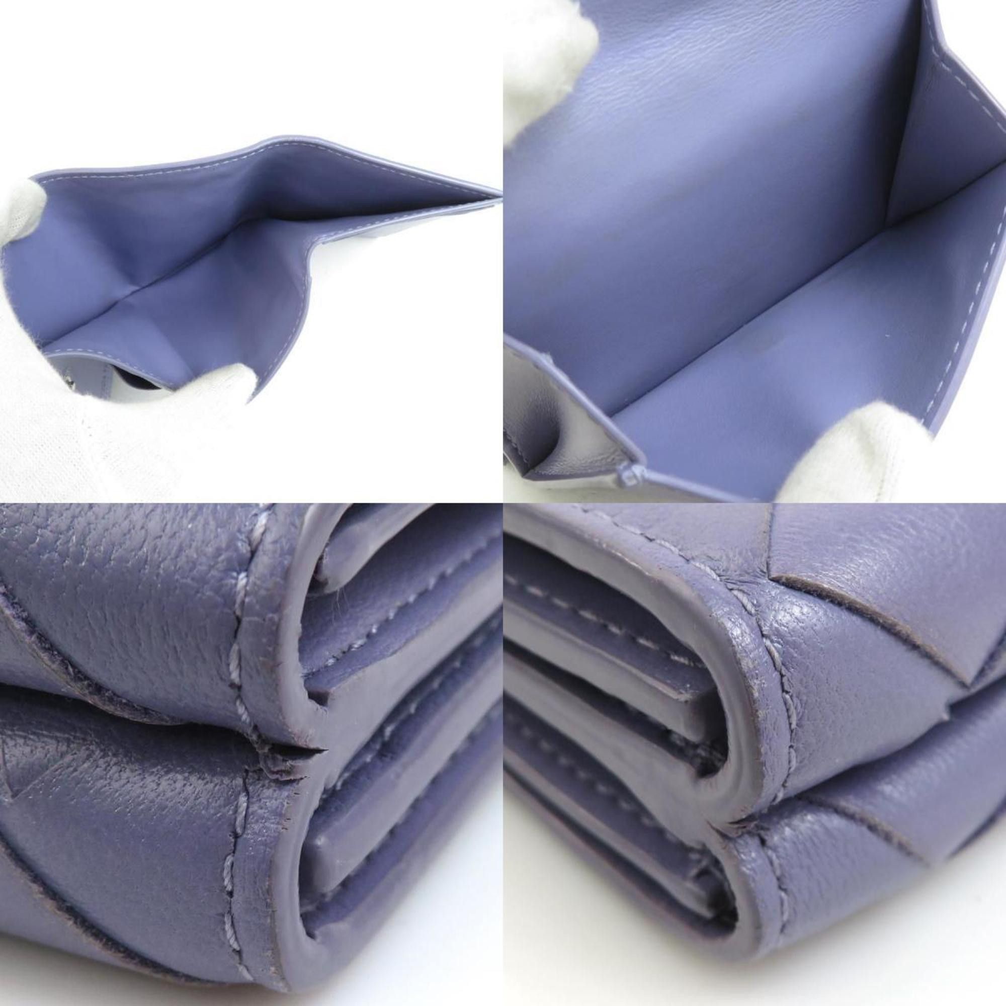 Bottega Veneta Bottega Veneta Tri-fold Wallet in Intrecciato Leather, Purple, Unisex, r10977g Size ONE SIZE - 3 Thumbnail