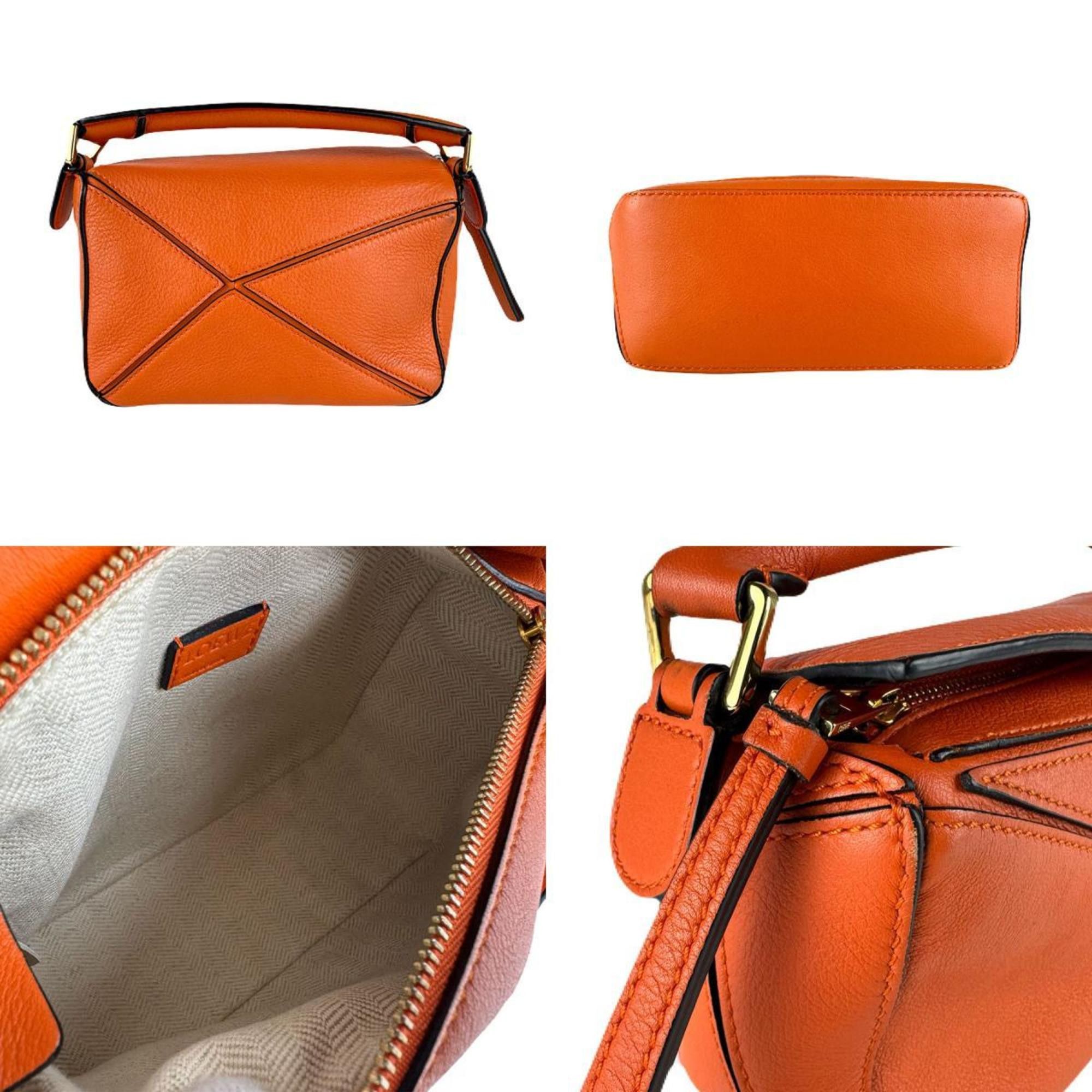 Loewe LOEWE Puzzle Mini Shoulder Bag in Orange Leather, Women's, Z8392 Size ONE SIZE - 3 Thumbnail