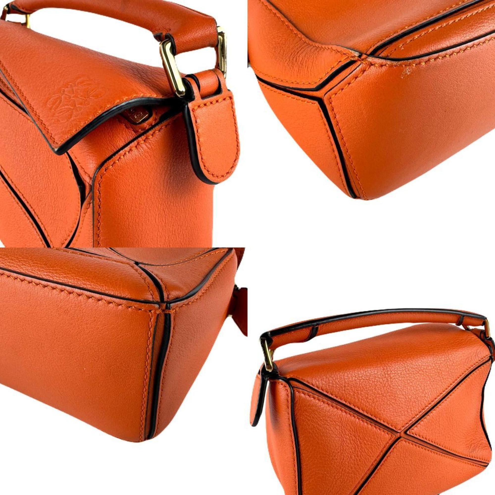 Loewe LOEWE Puzzle Mini Shoulder Bag in Orange Leather, Women's, Z8392 Size ONE SIZE - 4 Thumbnail