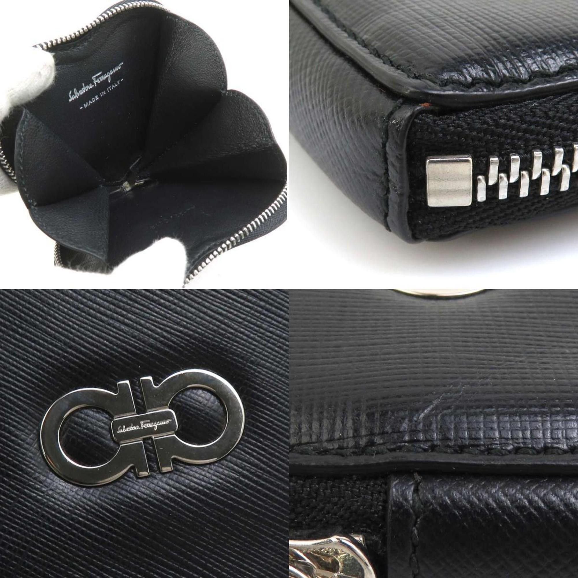 Salvatore Ferragamo Salvatore Ferragamo Gancini Leather Wallet with Coin Purse, Black, Women's, H31894a Size ONE SIZE - 4 Thumbnail