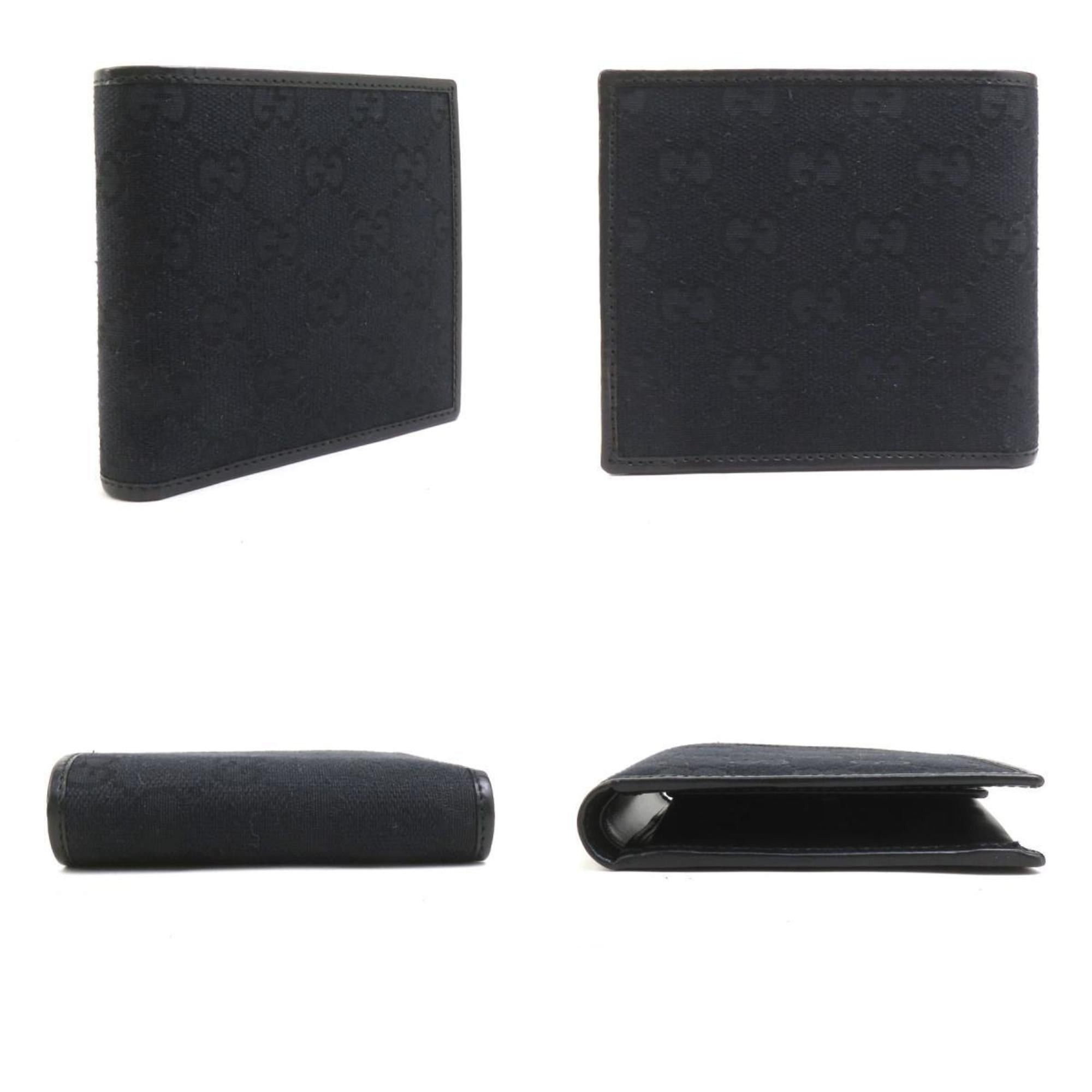 Gucci Bifold Wallet GG Canvas Black Unisex 56493g