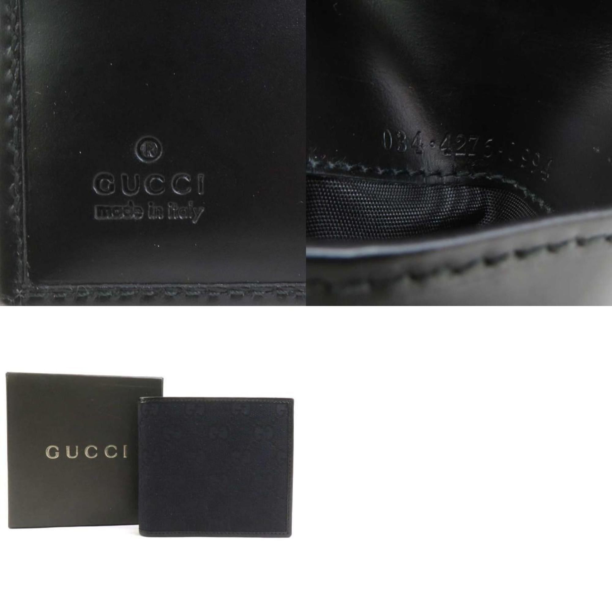 Gucci Bifold Wallet GG Canvas Black Unisex 56493g