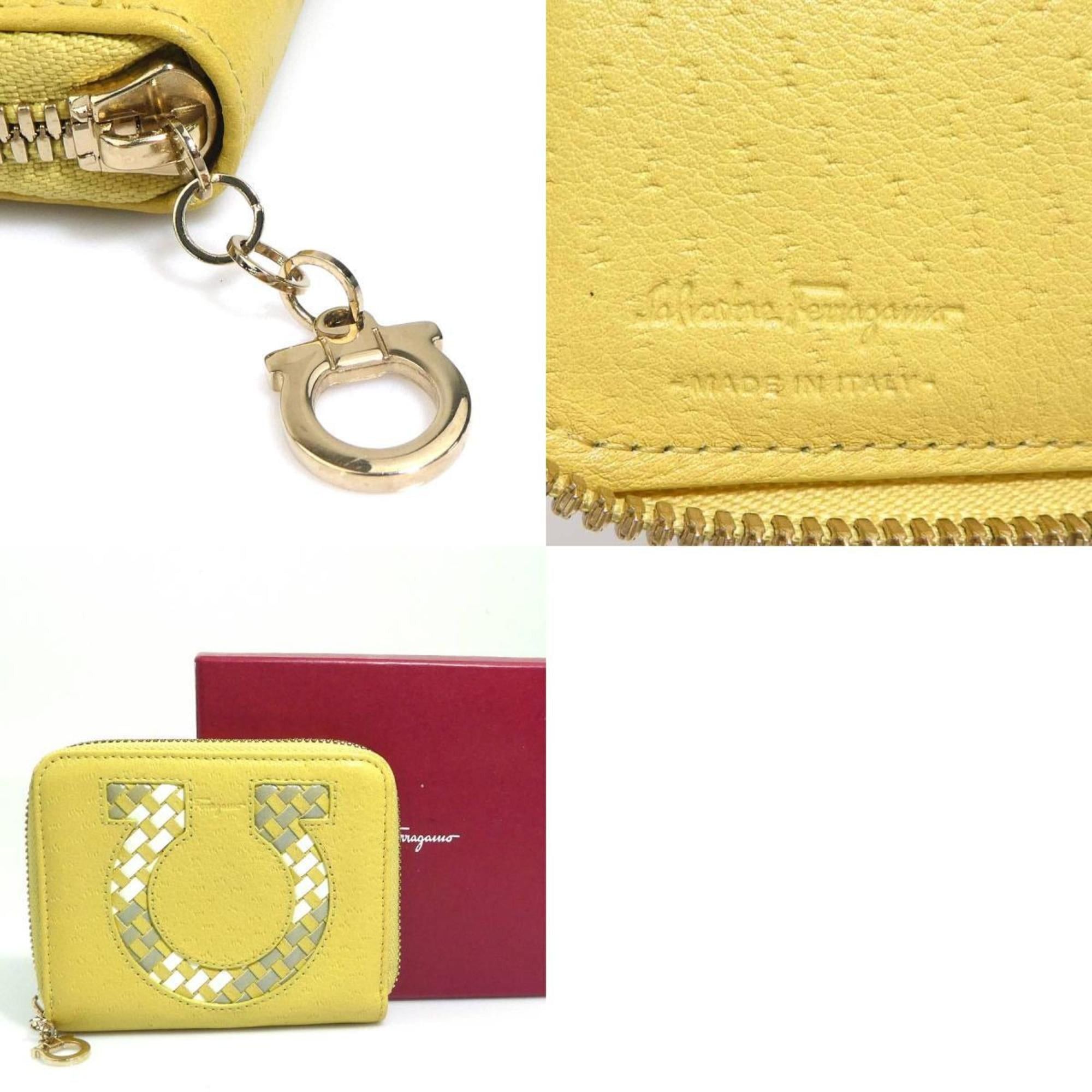 Salvatore Ferragamo Salvatore Ferragamo Gancini Leather Bi-fold Wallet in Mustard Yellow for Women (h31855a) Size ONE SIZE - 5 Thumbnail