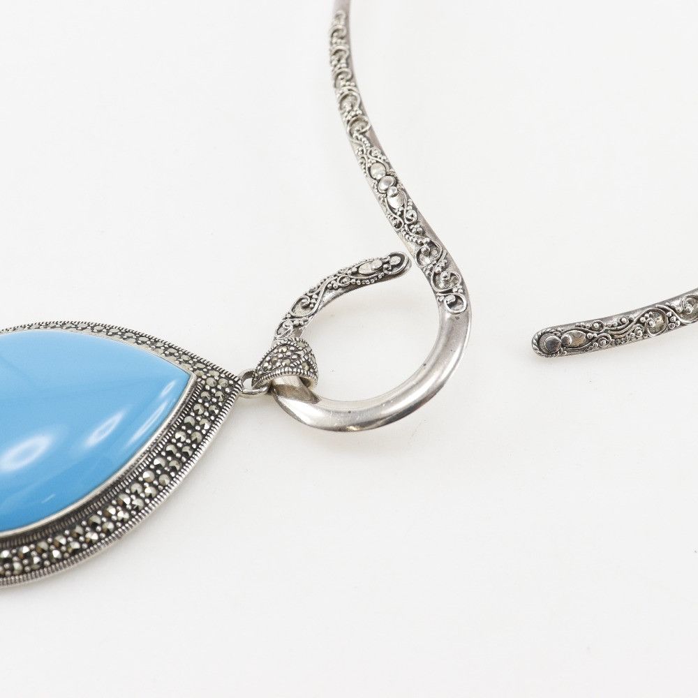 Other Other Silver 925 Turquoise Choker Precious Metal Necklace DUTY FREE for USA Size ONE SIZE - 5 Thumbnail