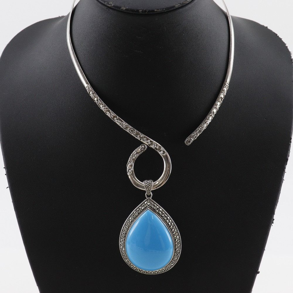 Other Other Silver 925 Turquoise Choker Precious Metal Necklace DUTY FREE for USA Size ONE SIZE - 2 Thumbnail