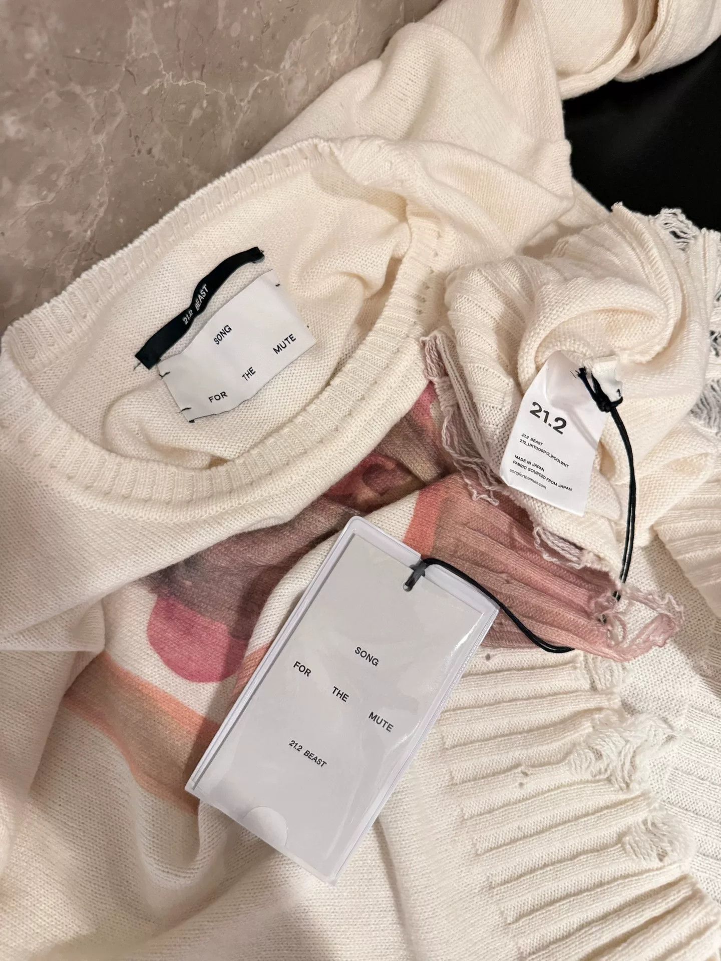 Song For The Mute Song for the Mute Beige Distressed Knit Sweater Size US S / EU 44-46 / 1 - 3 Thumbnail