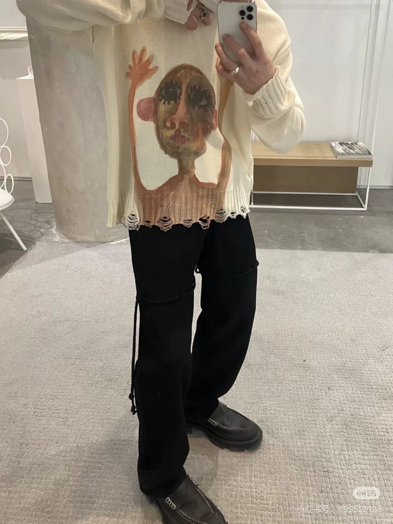 Song For The Mute Song for the Mute Beige Distressed Knit Sweater Size US S / EU 44-46 / 1 - 5 Thumbnail