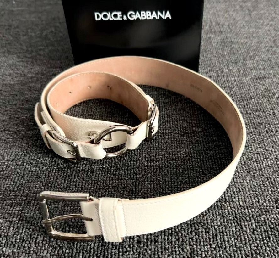 Dolce & Gabbana Dolce&Gabbana White Leather Belt Size ONE SIZE - 7 Thumbnail