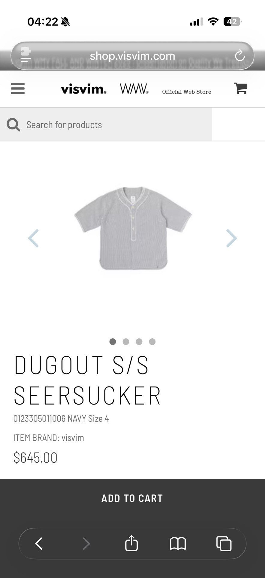 Visvim VISVIM 23SS SPOT DUGOUT S/S SEERSUCKER Size US L / EU 52-54 / 3 - 8 Thumbnail