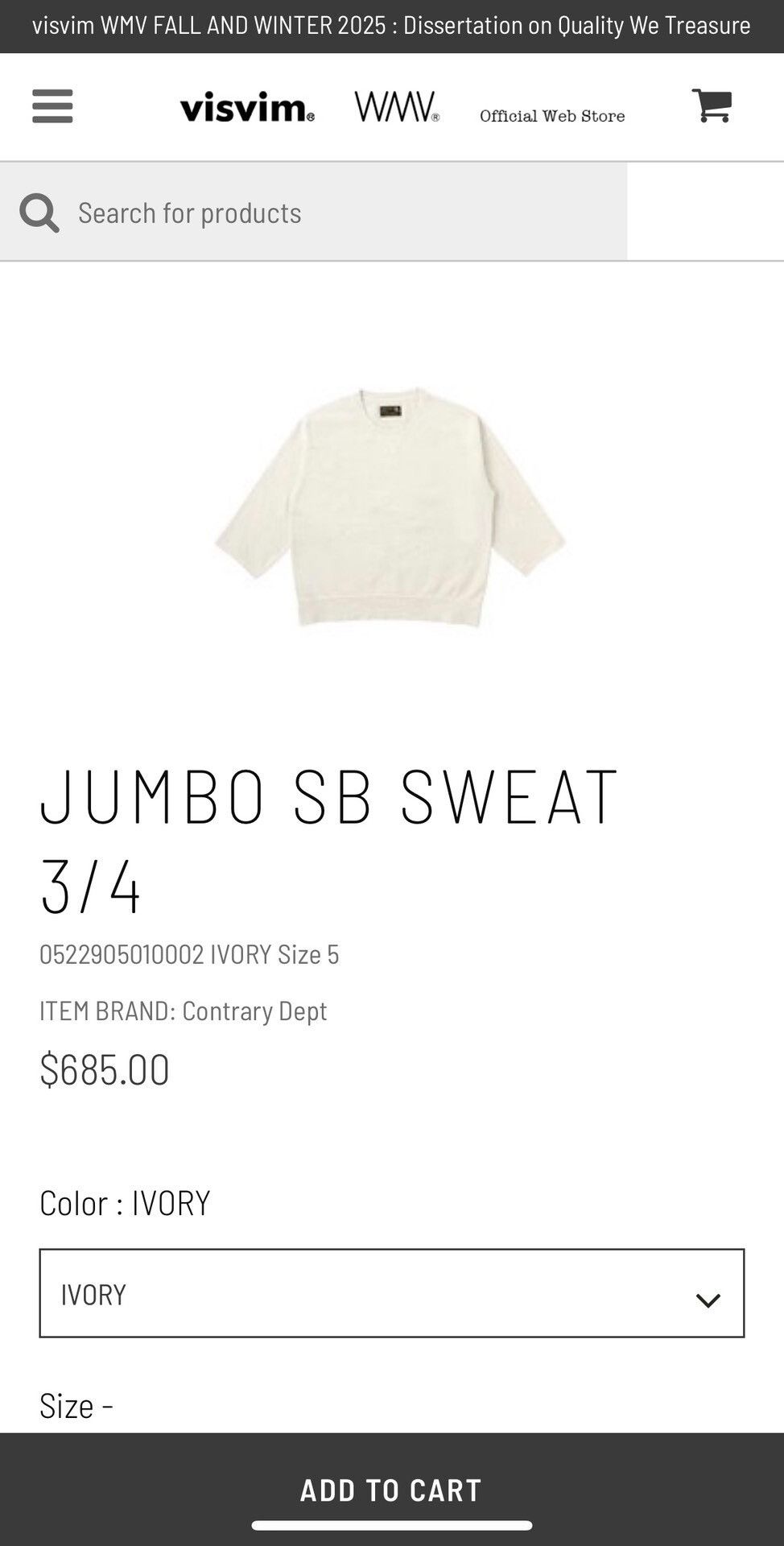 Visvim visvim Contrary Dept Jumbo SB 3/4 Sweat Size US L / EU 52-54 / 3 - 9 Thumbnail