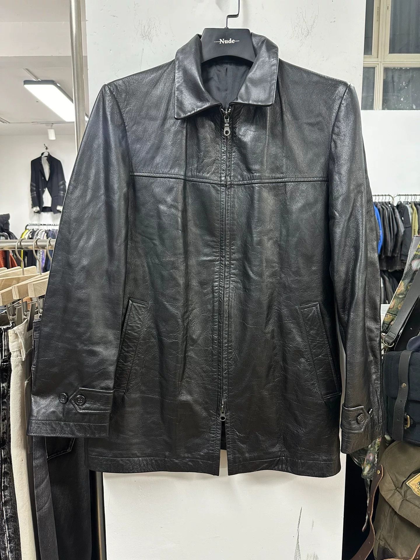 Yohji Yamamoto Yohji Yamamoto Black Leather Jacket Size US M / EU 48-50 / 2 - 2 Thumbnail