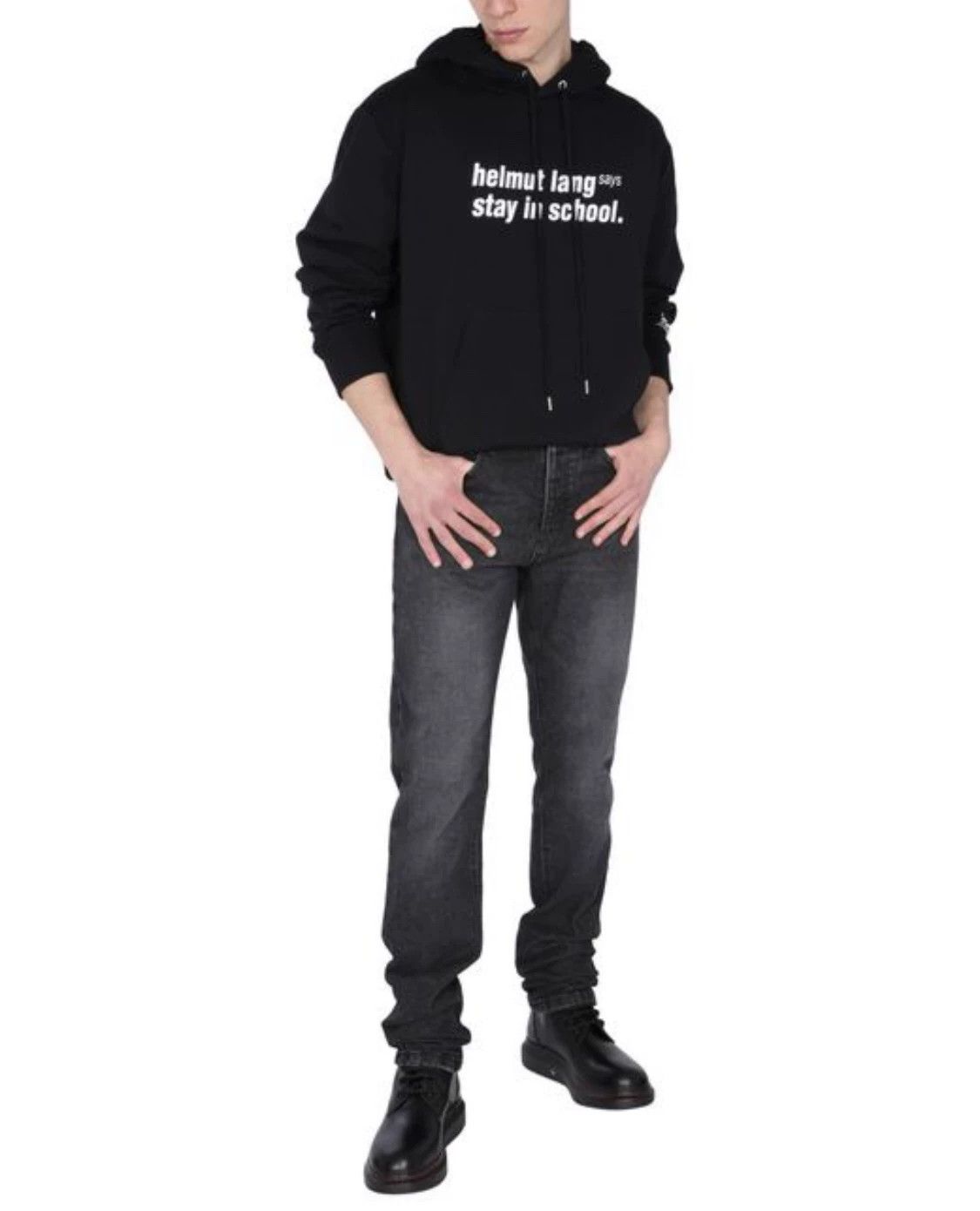 Helmut Lang Helmut Lang Back Smiley Stay In School Hoodie Size US L / EU 52-54 / 3 - 4 Thumbnail