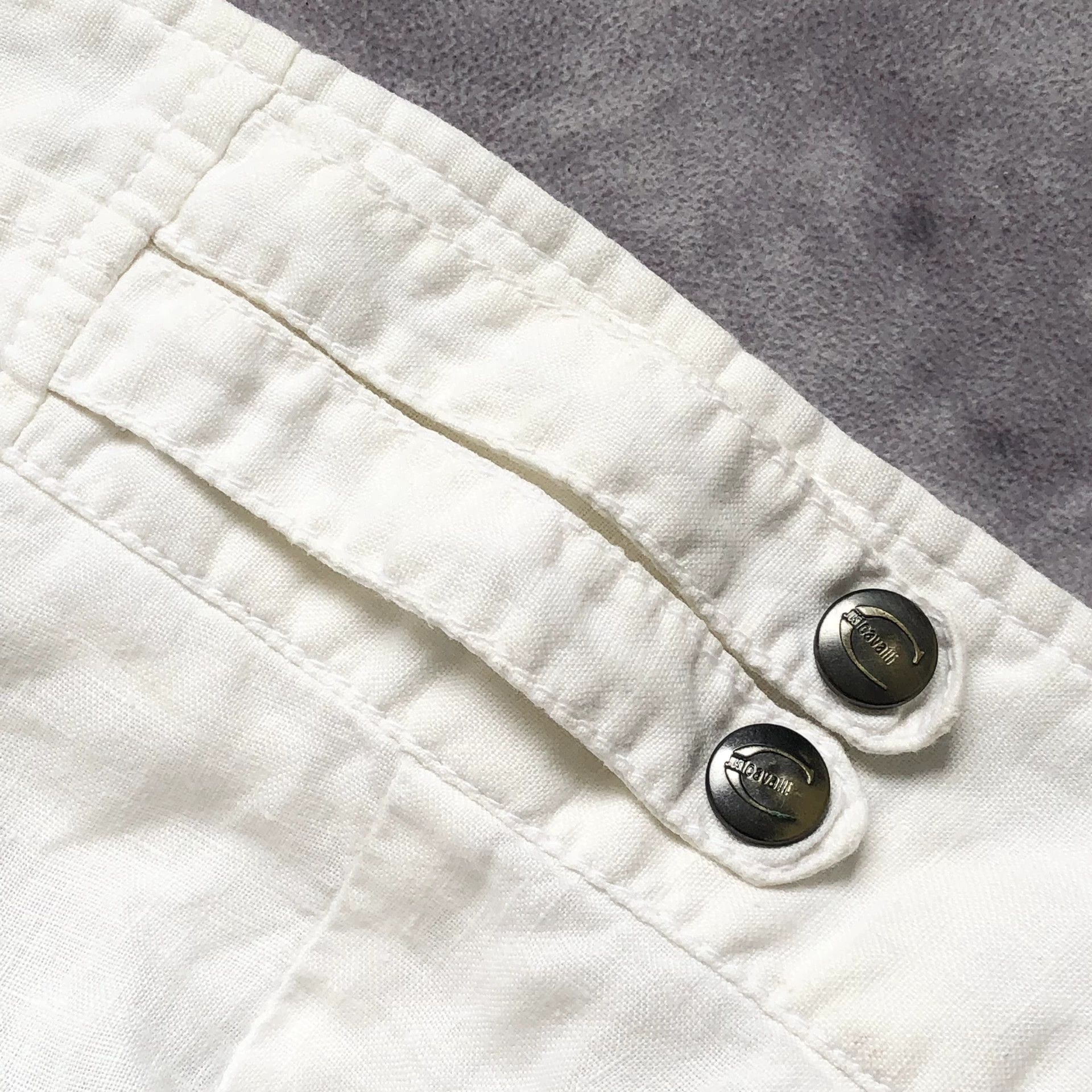 Just Cavalli Just Cavalli Men's White Linen Carrot Pants Size US 34 / EU 50 - 4 Thumbnail