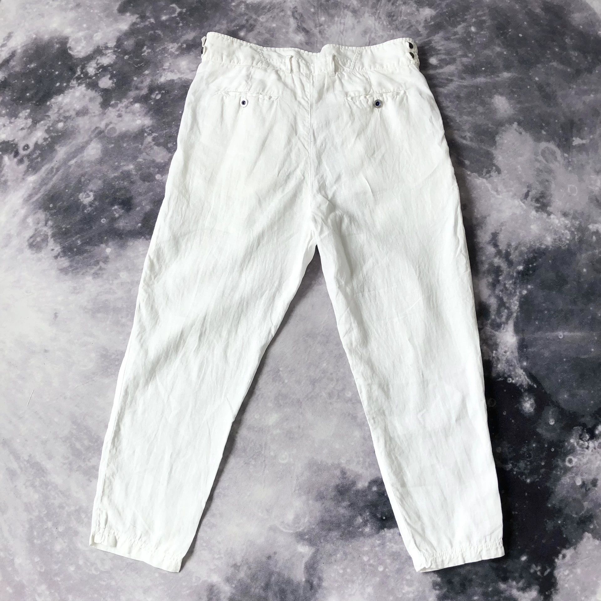 Just Cavalli Just Cavalli Men's White Linen Carrot Pants Size US 34 / EU 50 - 5 Thumbnail
