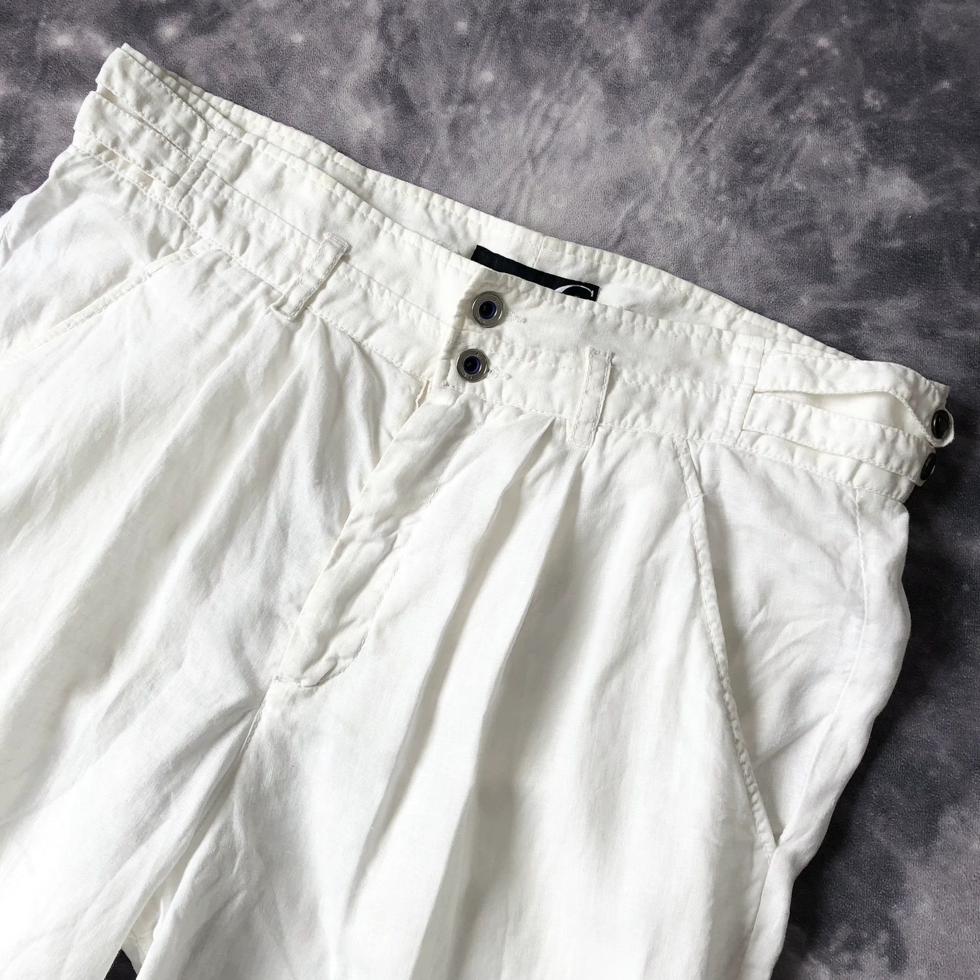 Just Cavalli Just Cavalli Men's White Linen Carrot Pants Size US 34 / EU 50 - 2 Thumbnail