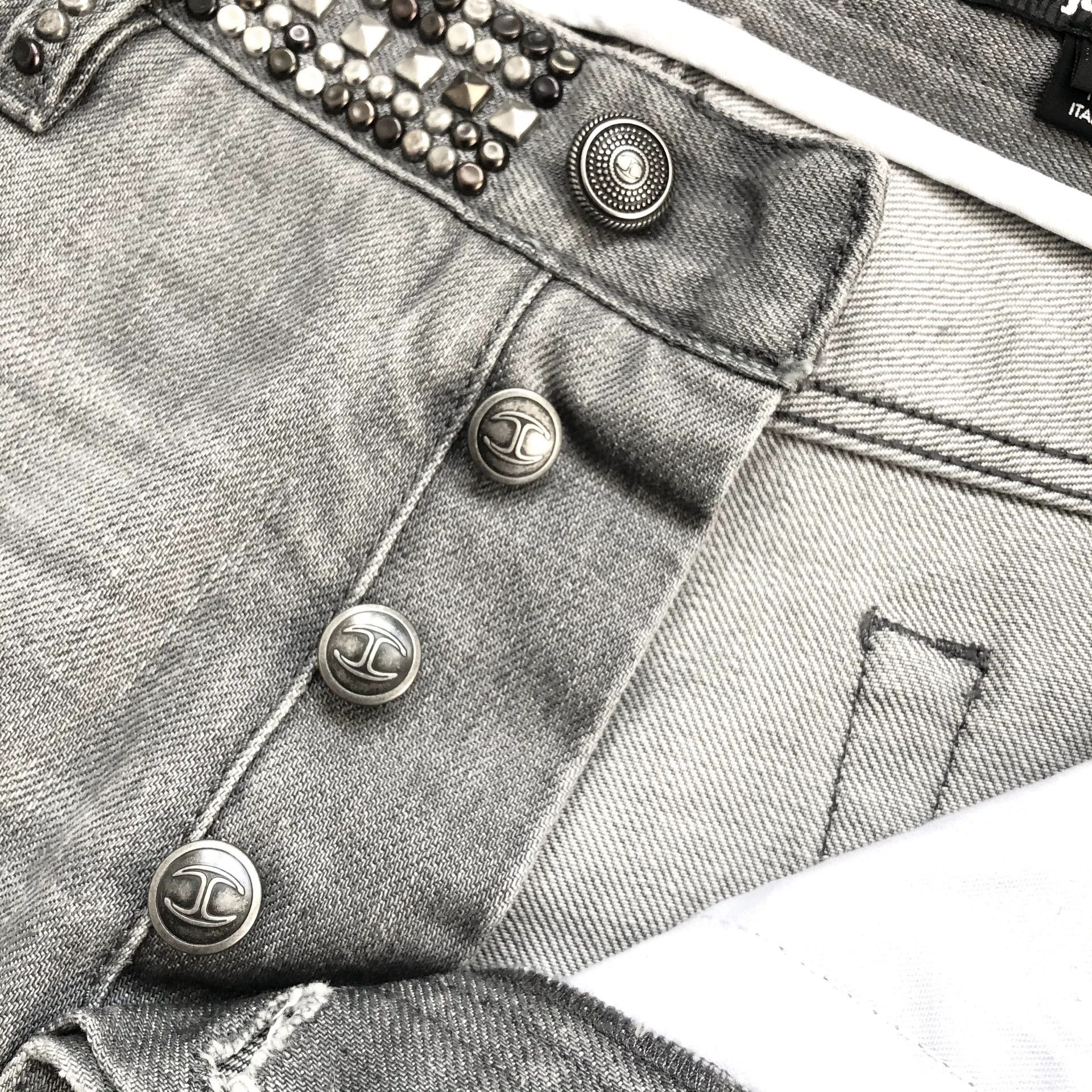 Just Cavalli Just Cavalli Rivet Waist Gray Jeans Size US 34 / EU 50 - 4 Thumbnail