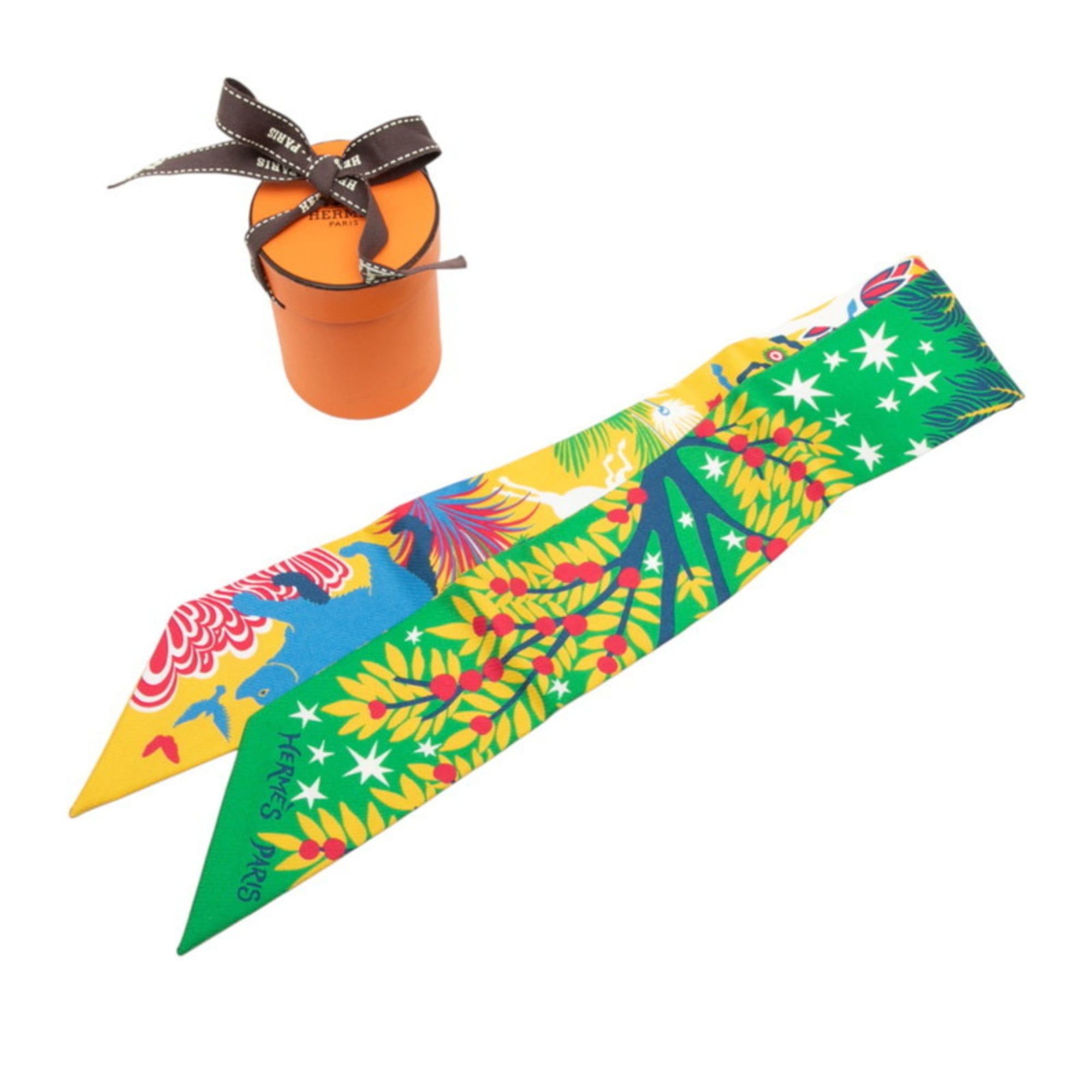 Hermes Hermes Hermès Twilly "Sous le Charme d'Orphee" Scarf/Muffler in Multicolor Silk for Women Size ONE SIZE - 6 Thumbnail