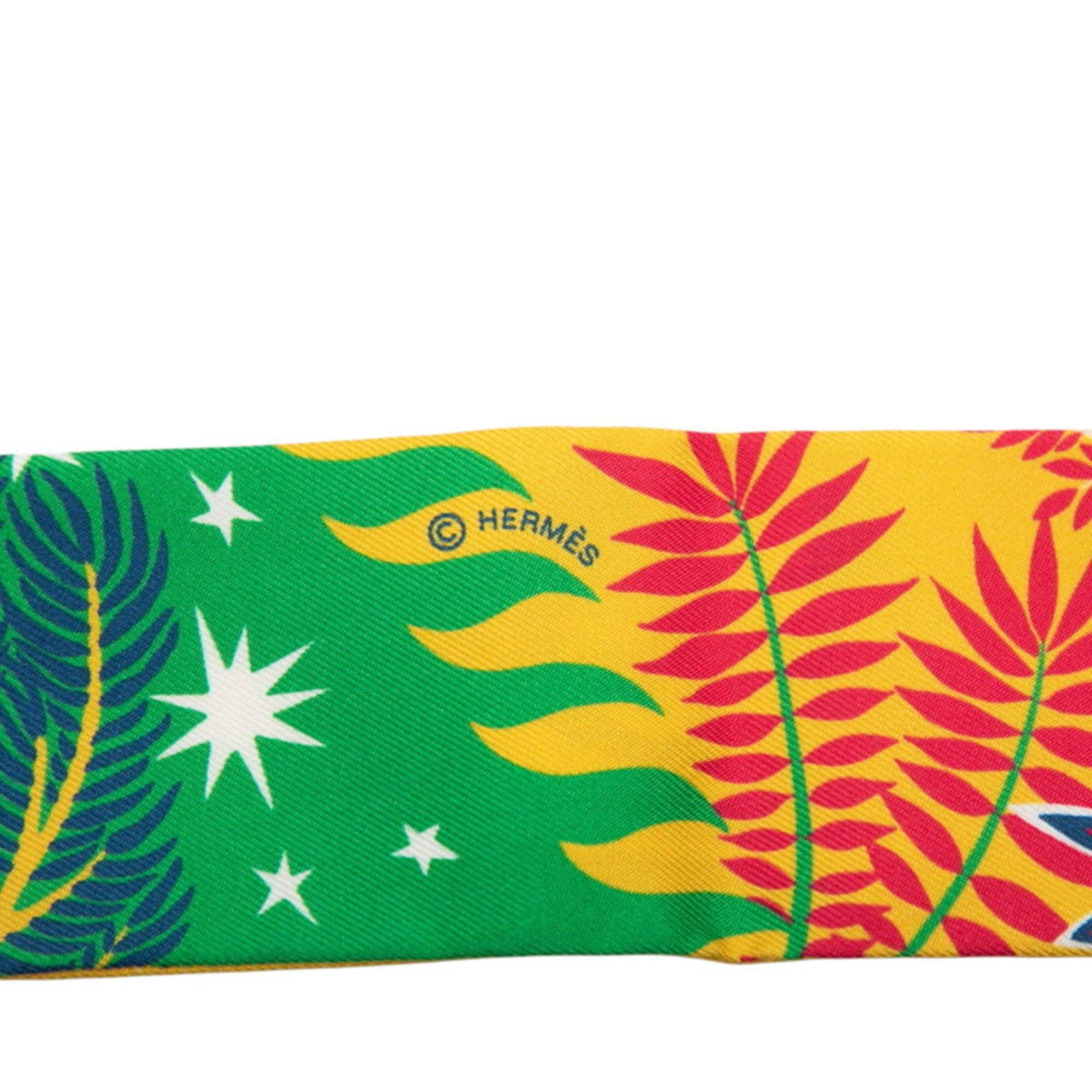 Hermes Hermes Hermès Twilly "Sous le Charme d'Orphee" Scarf/Muffler in Multicolor Silk for Women Size ONE SIZE - 4 Thumbnail