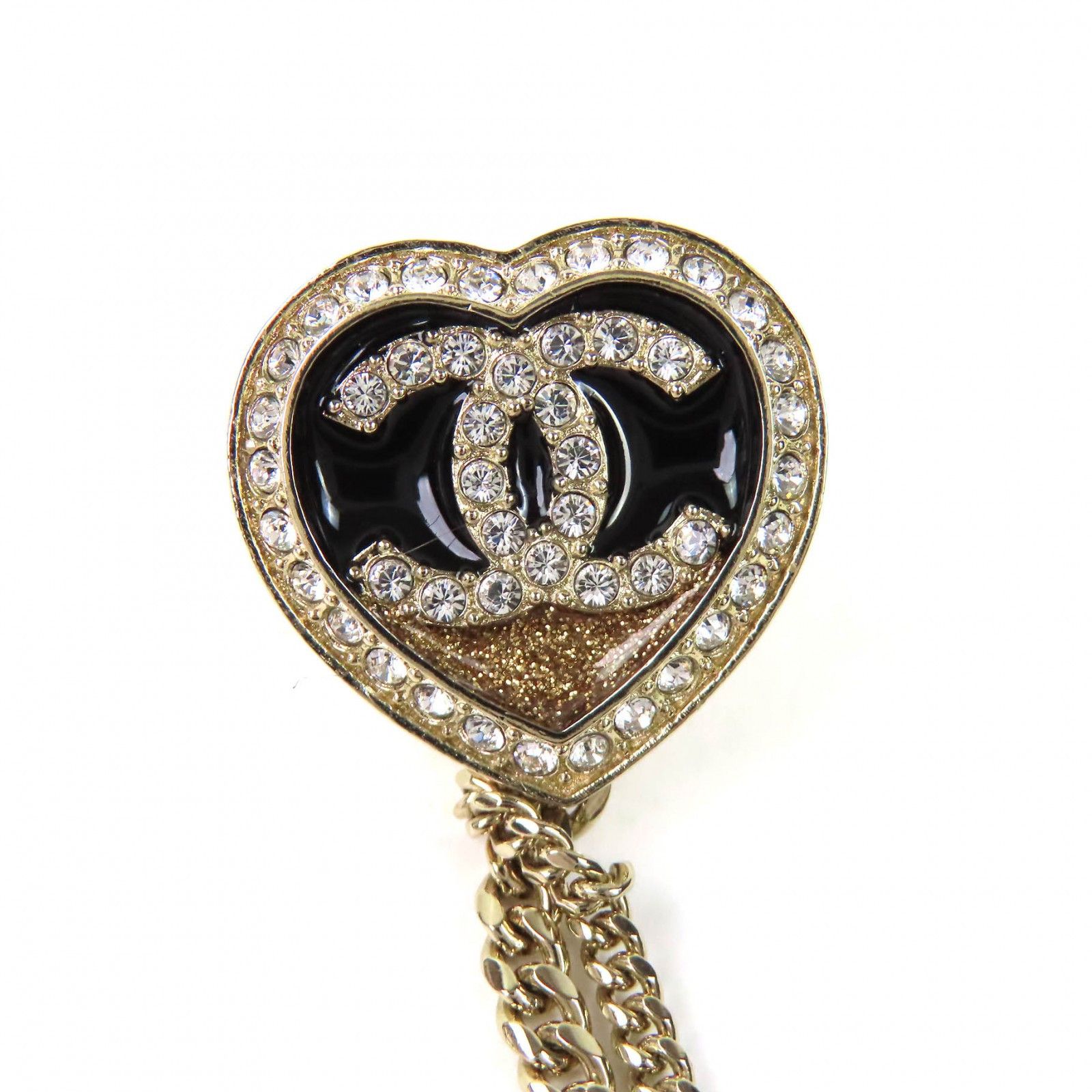 Chanel Chanel Chanel COCO Mark Double Heart Strass Brooch Metal Brooch DUTY FREE for USA Size ONE SIZE - 4 Thumbnail