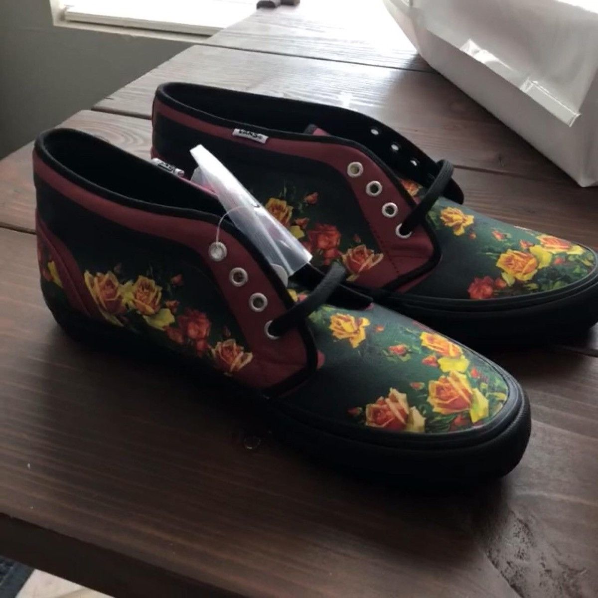 Size 10.5- VANS Chukka x Supreme x Jean Paul Gaultier Burgundy/Floral 2019