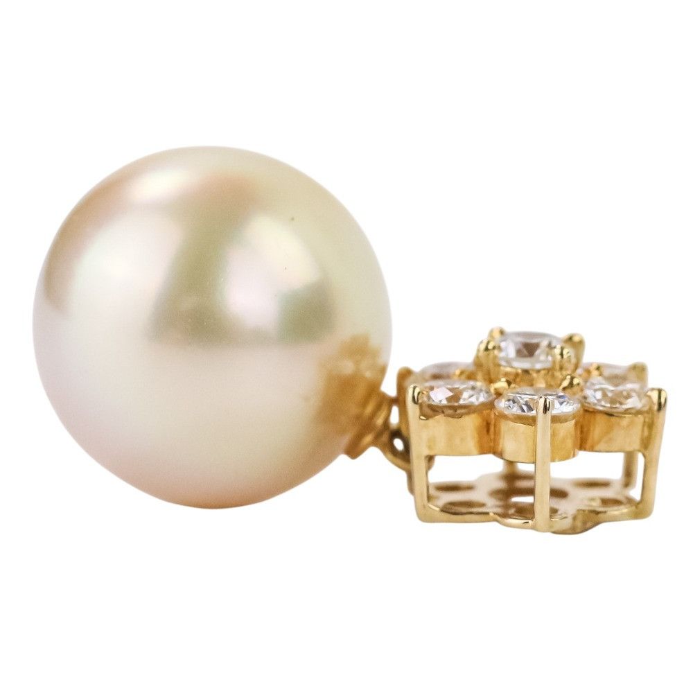 Other Tasaki TASAKI 7P Diamond Au750 Golden Pearl Pendant Top Metal Pendant DUTY FREE for USA Size ONE SIZE - 4 Thumbnail