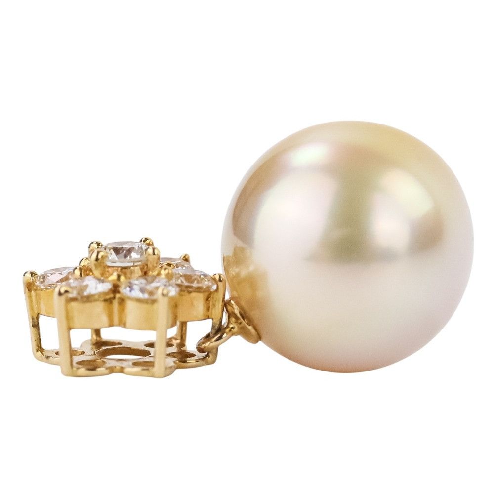Other Tasaki TASAKI 7P Diamond Au750 Golden Pearl Pendant Top Metal Pendant DUTY FREE for USA Size ONE SIZE - 3 Thumbnail