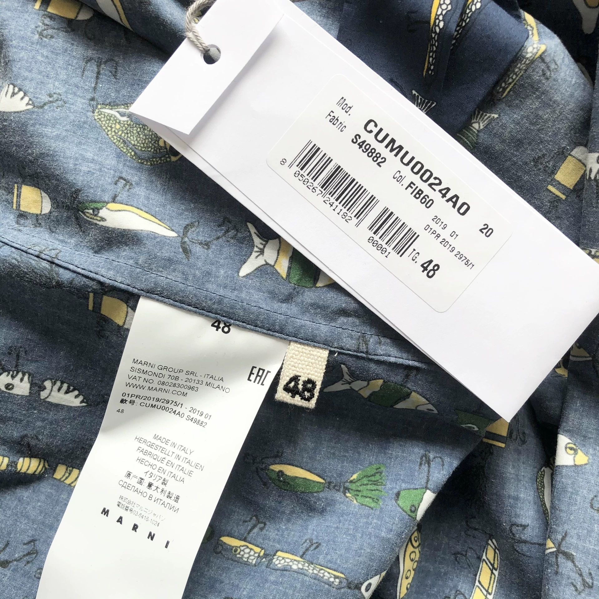 Marni MARNI Men's Long Sleeve Fish Shirt Size US M / EU 48-50 / 2 - 9 Thumbnail