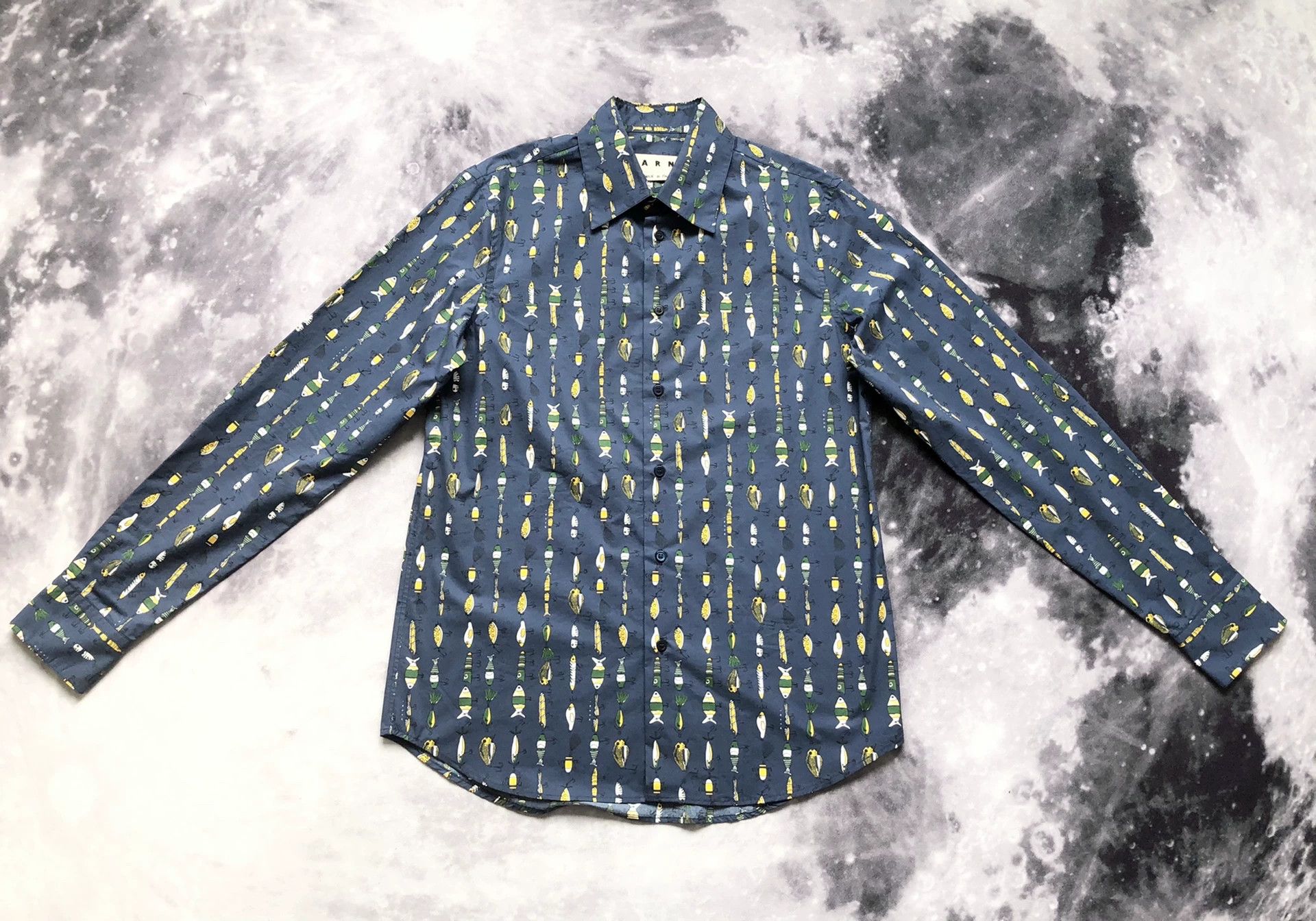 Marni MARNI Men's Long Sleeve Fish Shirt Size US M / EU 48-50 / 2 - 2 Thumbnail