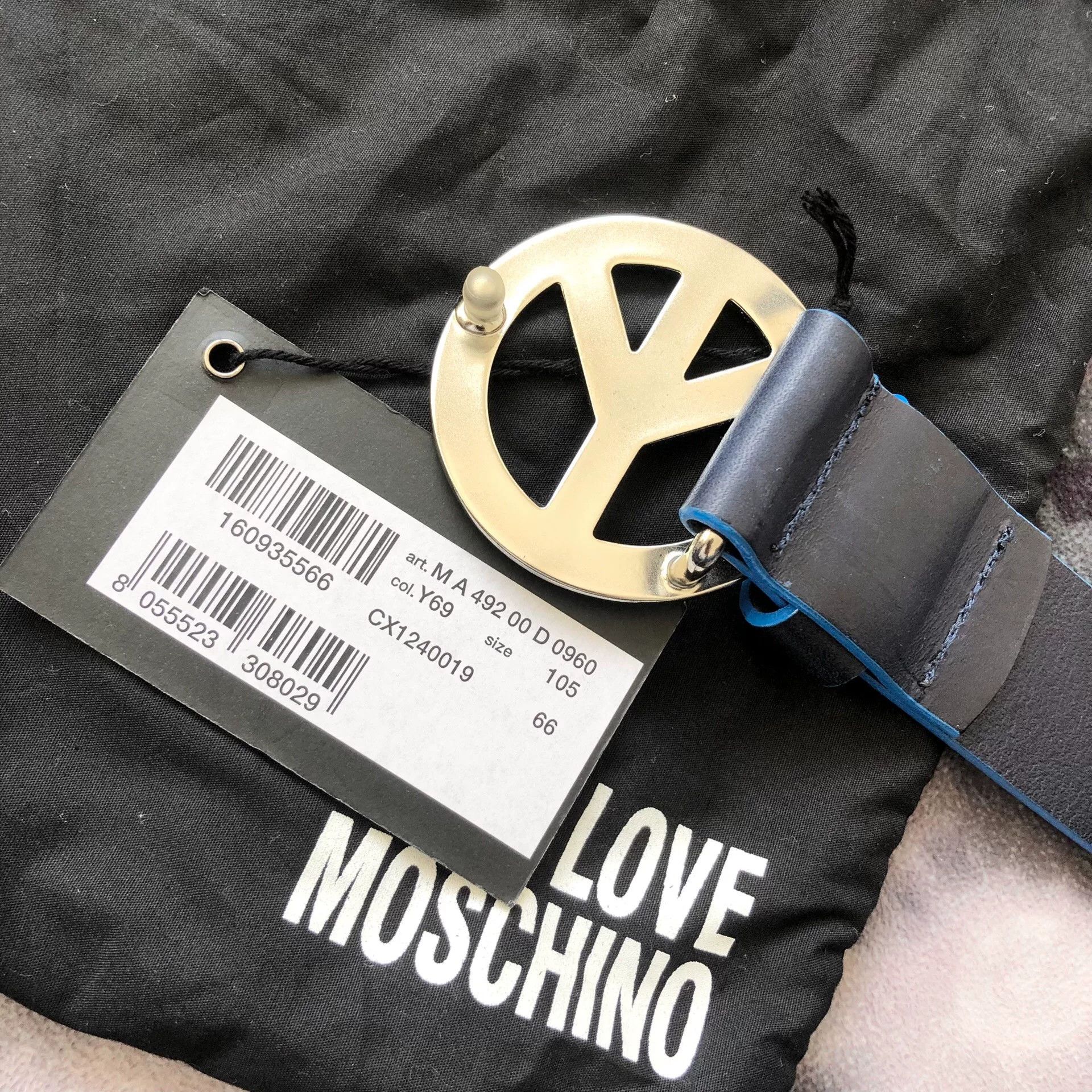 Moschino MOSCHINO Blue Camo Logo Men's Belt Size ONE SIZE - 8 Thumbnail